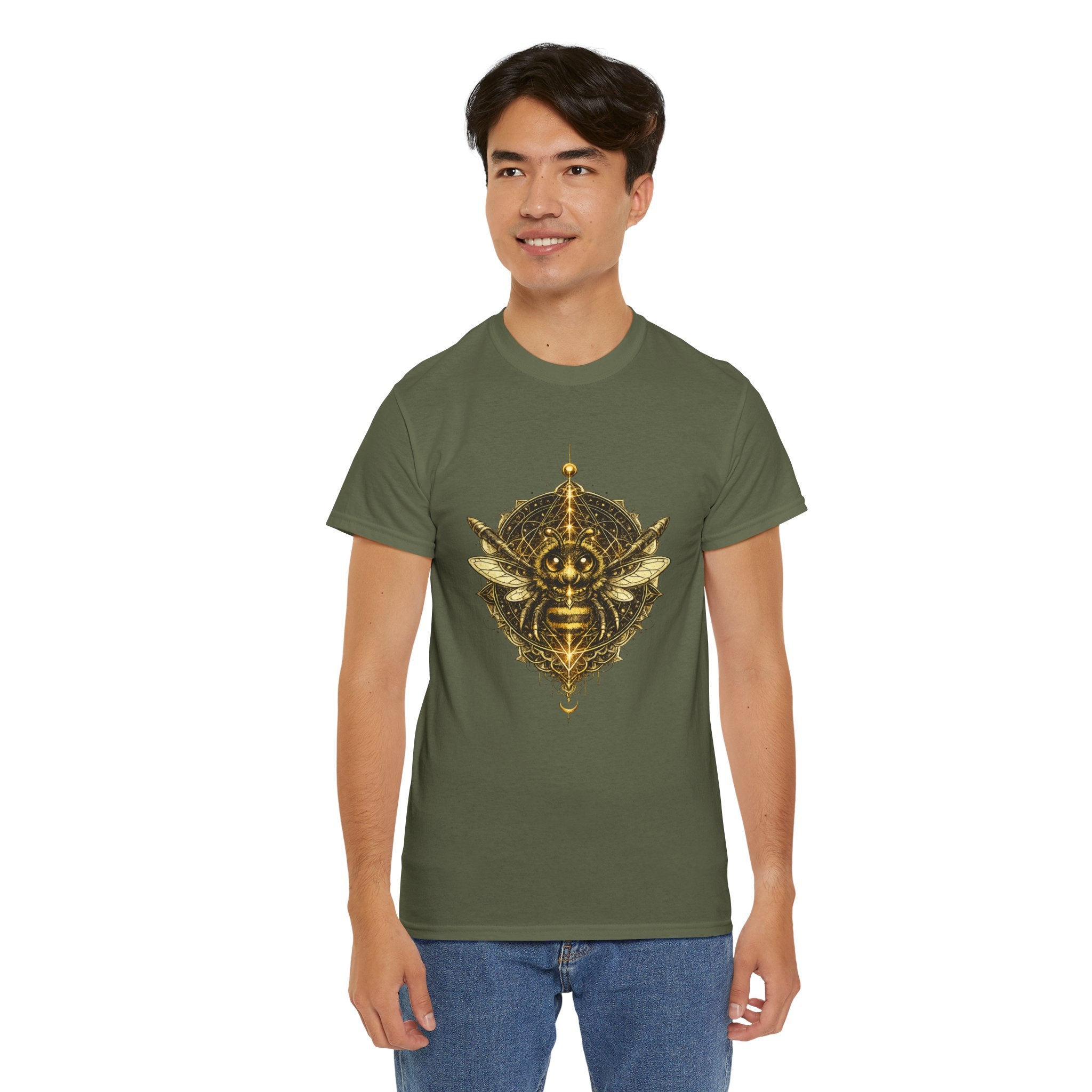 Sacred Geometry Bee T Shirt – Egyptian Mystic Honeybee Graphic Tee