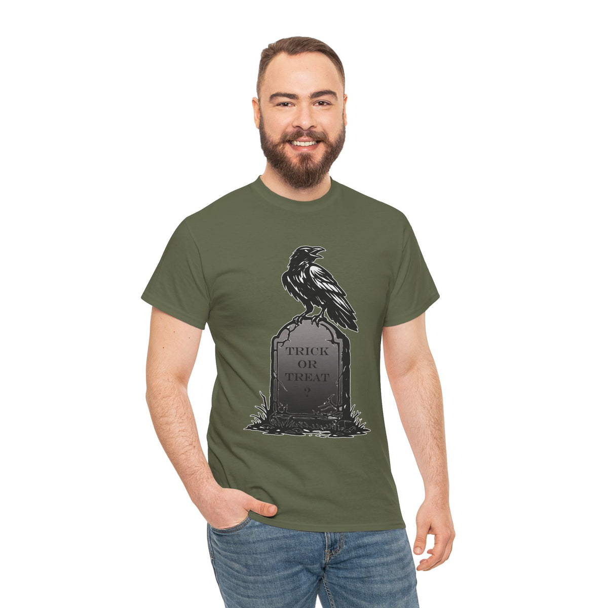 Raven Headstone Halloween Graphic T-Shirt | WildOrbit