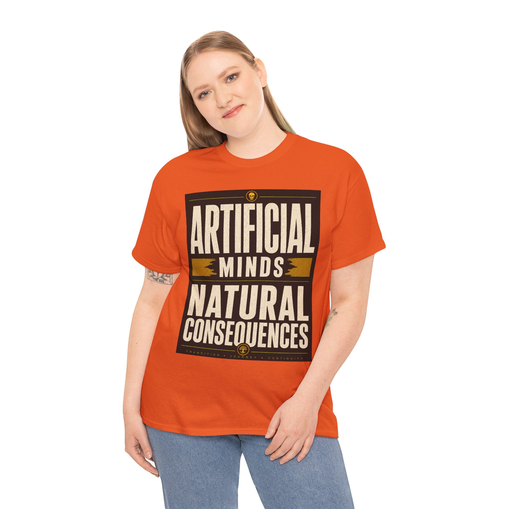 Artificial Minds Natural Consequences T Shirt – Retro Anti AI Philosophy Graphic Tee
