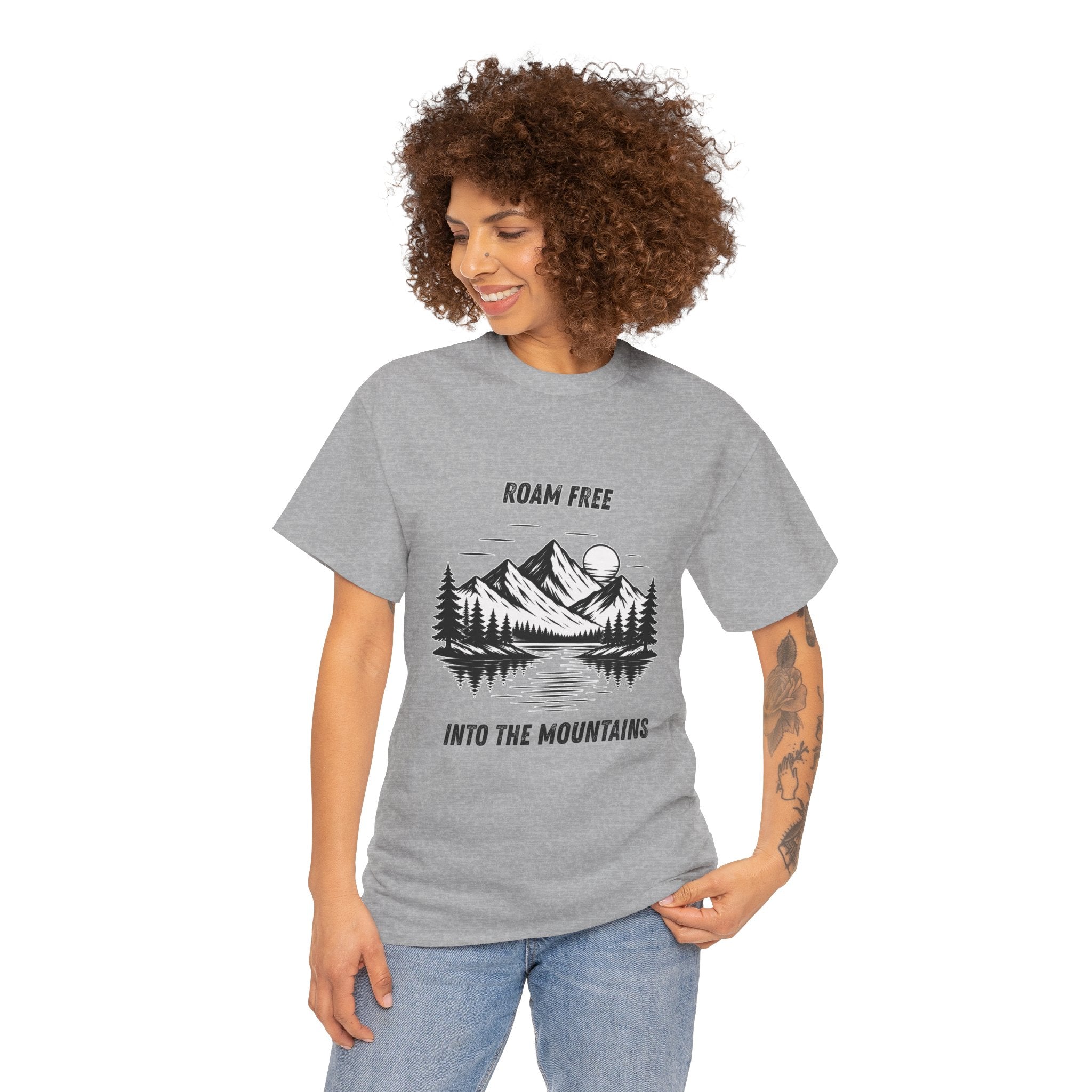 Roam Free Into The Mountains T Shirt – Hiking Camping Mountain Adventure Graphic Tee