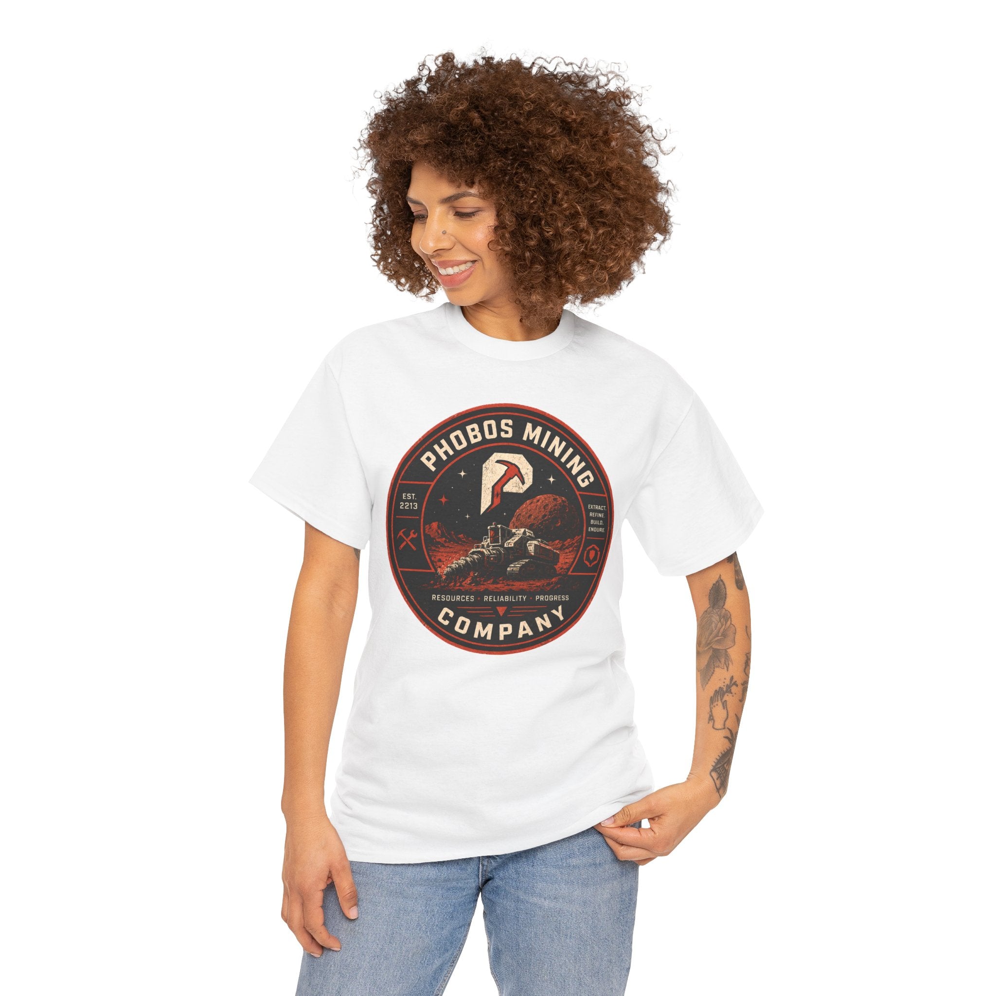 Phobos Mining Company T Shirt – Retro Sci Fi Space Mining Graphic Tee