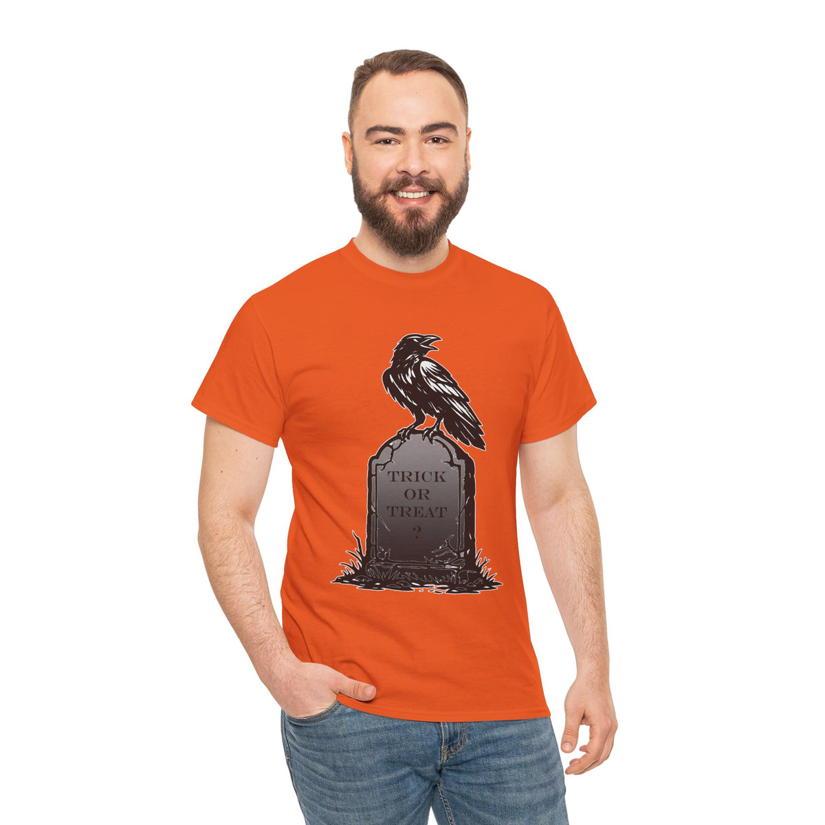 Raven Headstone Halloween Graphic T-Shirt | WildOrbit
