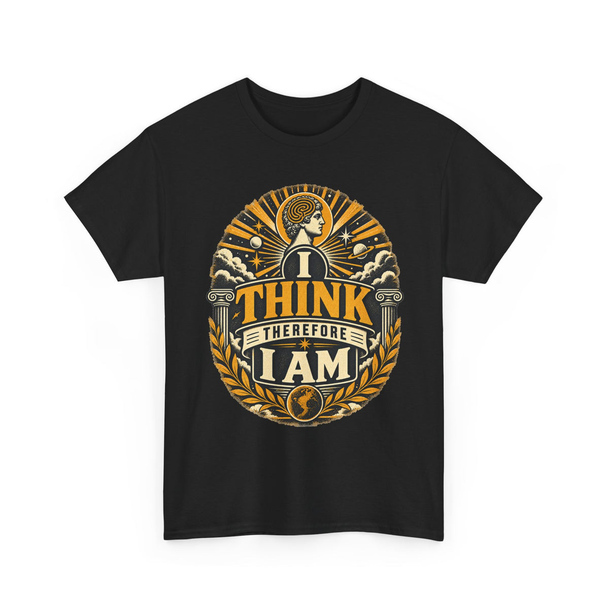 I Think Therefore I Am Classical Philosophy Emblem T-Shirt