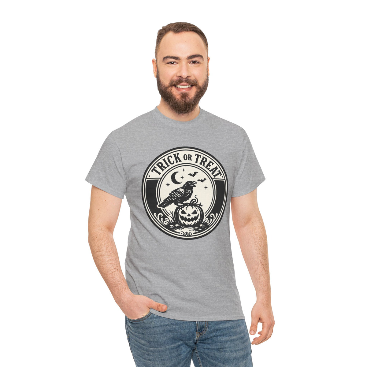 Trick or Treat Vintage Badge Halloween Graphic T-Shirt | WildOrbit