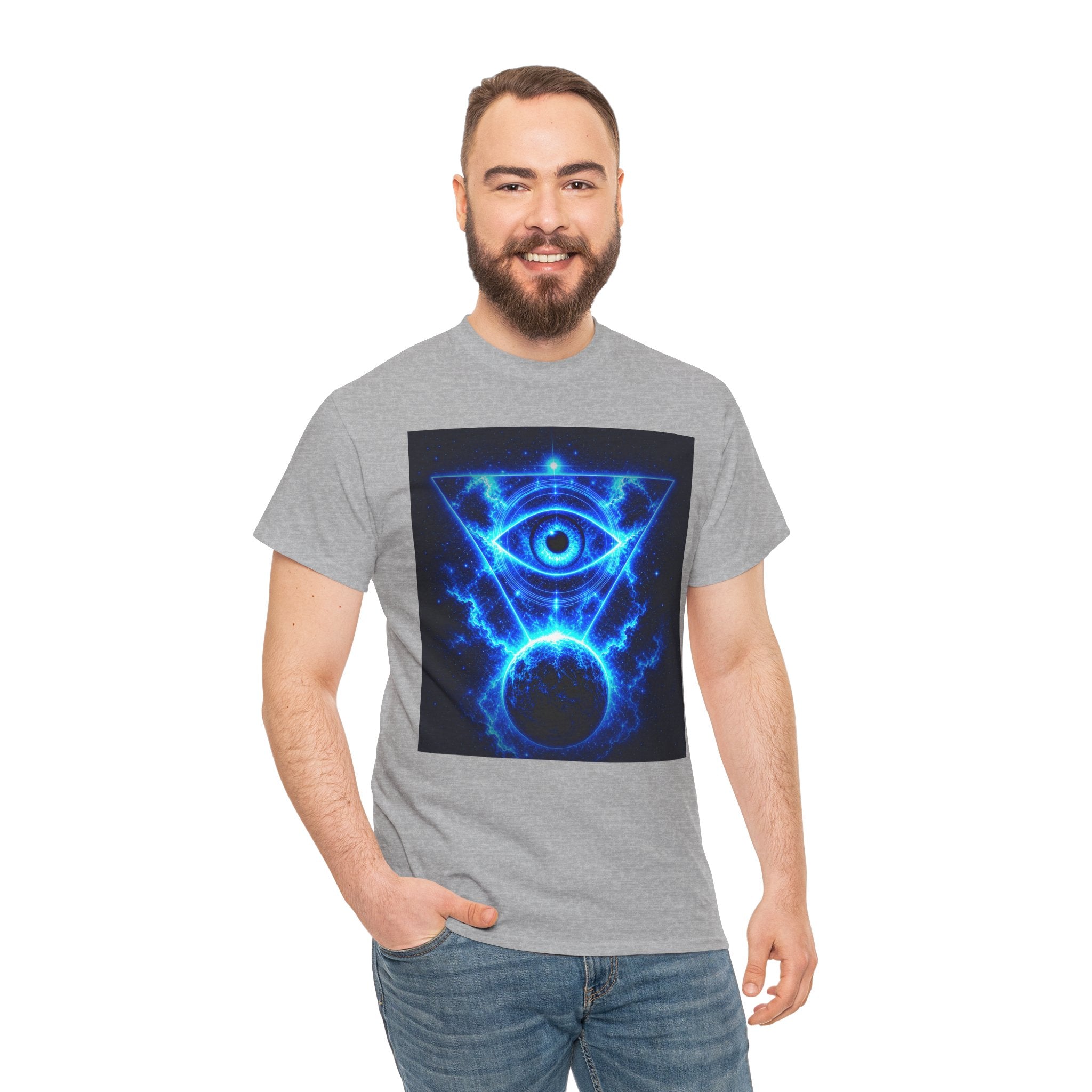 Sci Fi Cosmic Third Eye T Shirt – Electric Blue Occult Graphic Tee