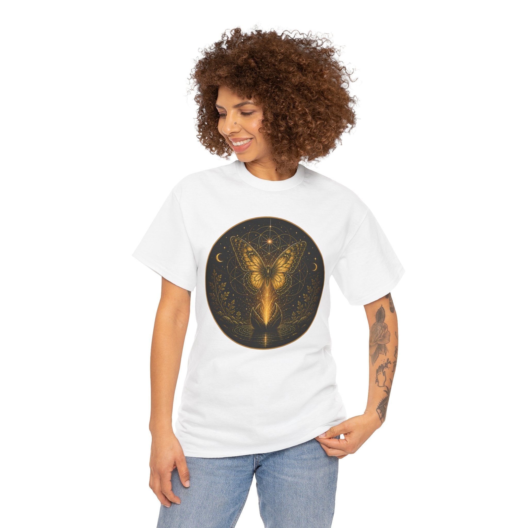Transform in Truth Butterfly Illustration T-Shirt – Metamorphosis Sacred Geometry Graphic Tee