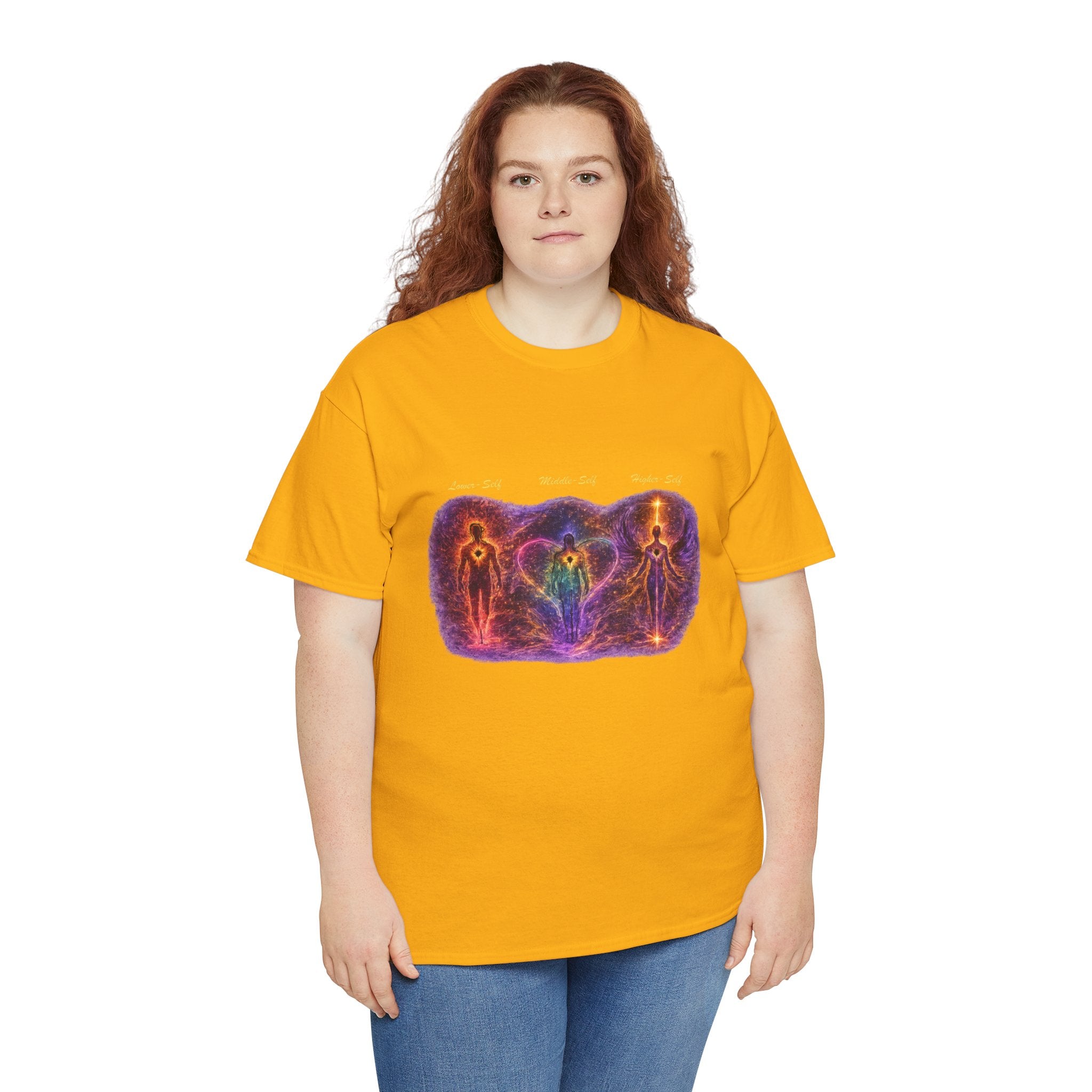 Lower Middle Higher Self Mystic Energy Tee — Cosmic Chakra Spirit Artwork T Shirt