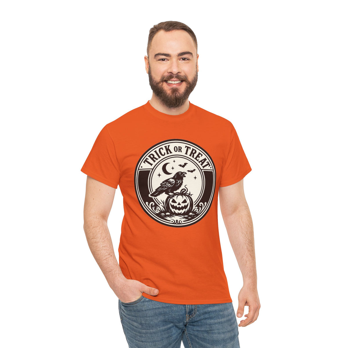 Trick or Treat Vintage Badge Halloween Graphic T-Shirt | WildOrbit