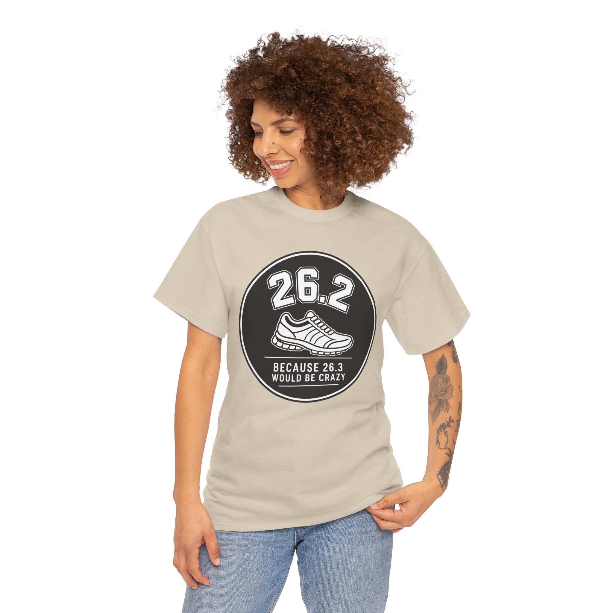 26.2 Roundal Because 26.3 Would Be Crazy T-Shirt – Funny Marathon Runner Graphic Tee