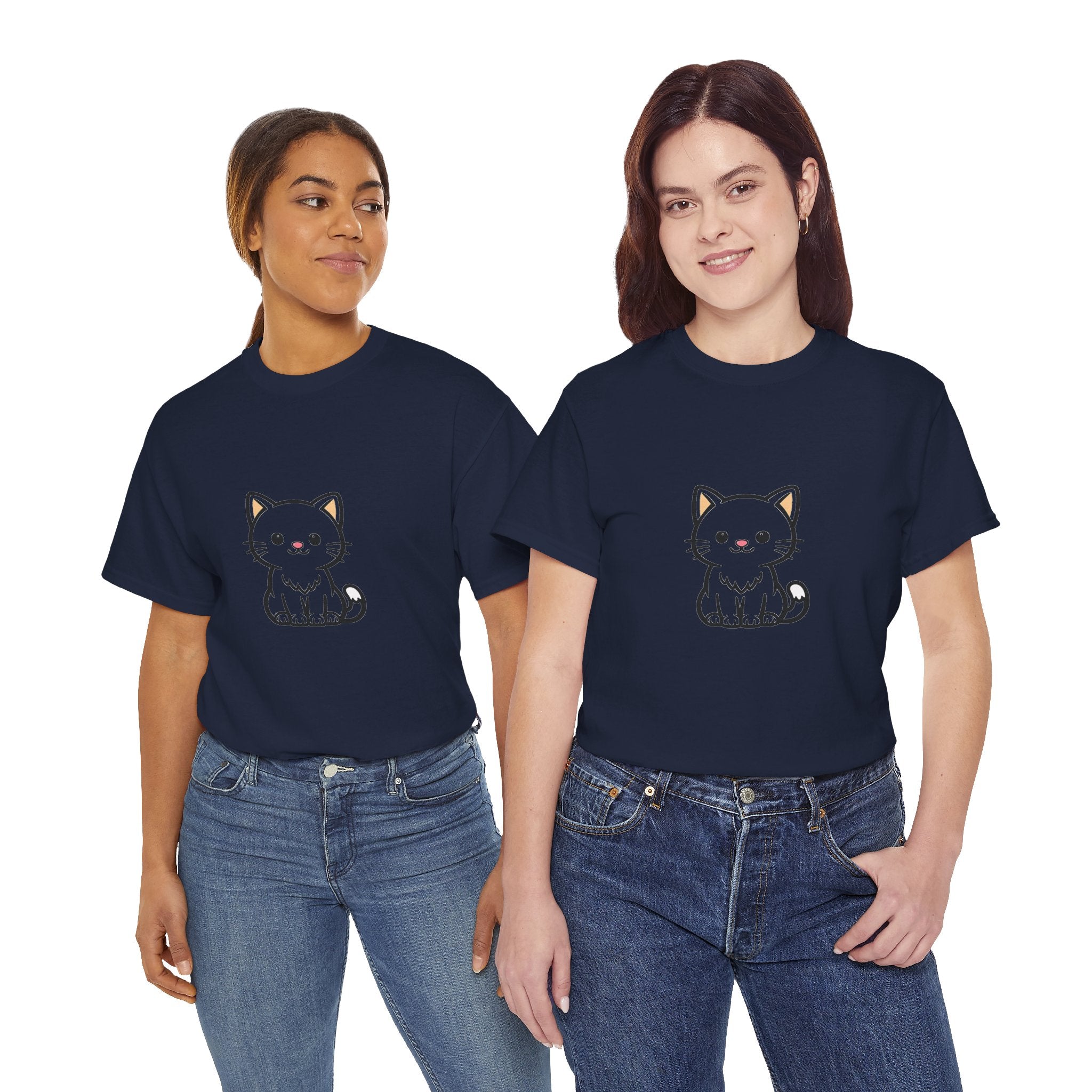 Cute Kawaii Kitten T Shirt – Minimal Cat Graphic Tee for Cat Lovers