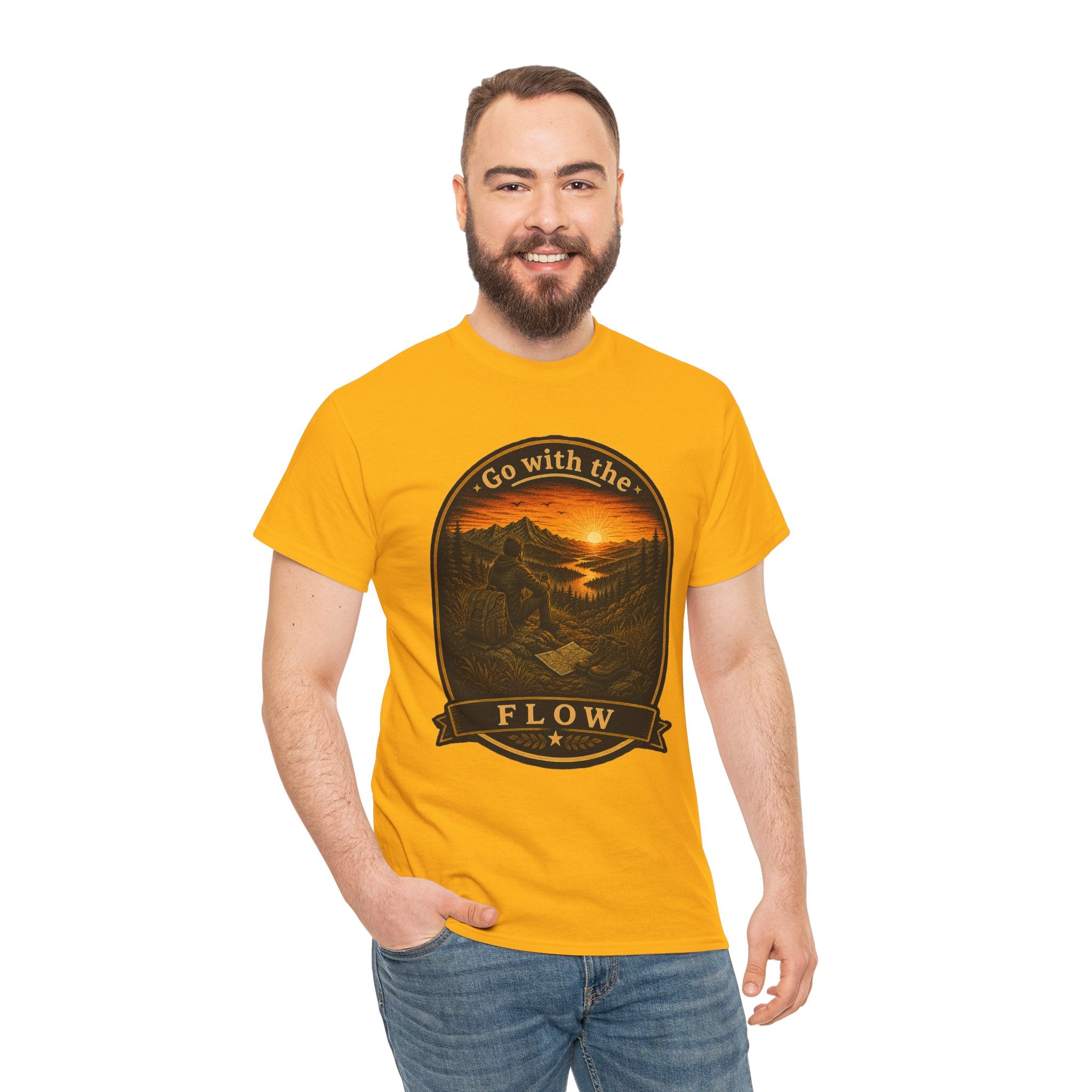 Go With the Flow Hiking T Shirt – Vintage Mountain Adventure Outdoor Graphic Tee