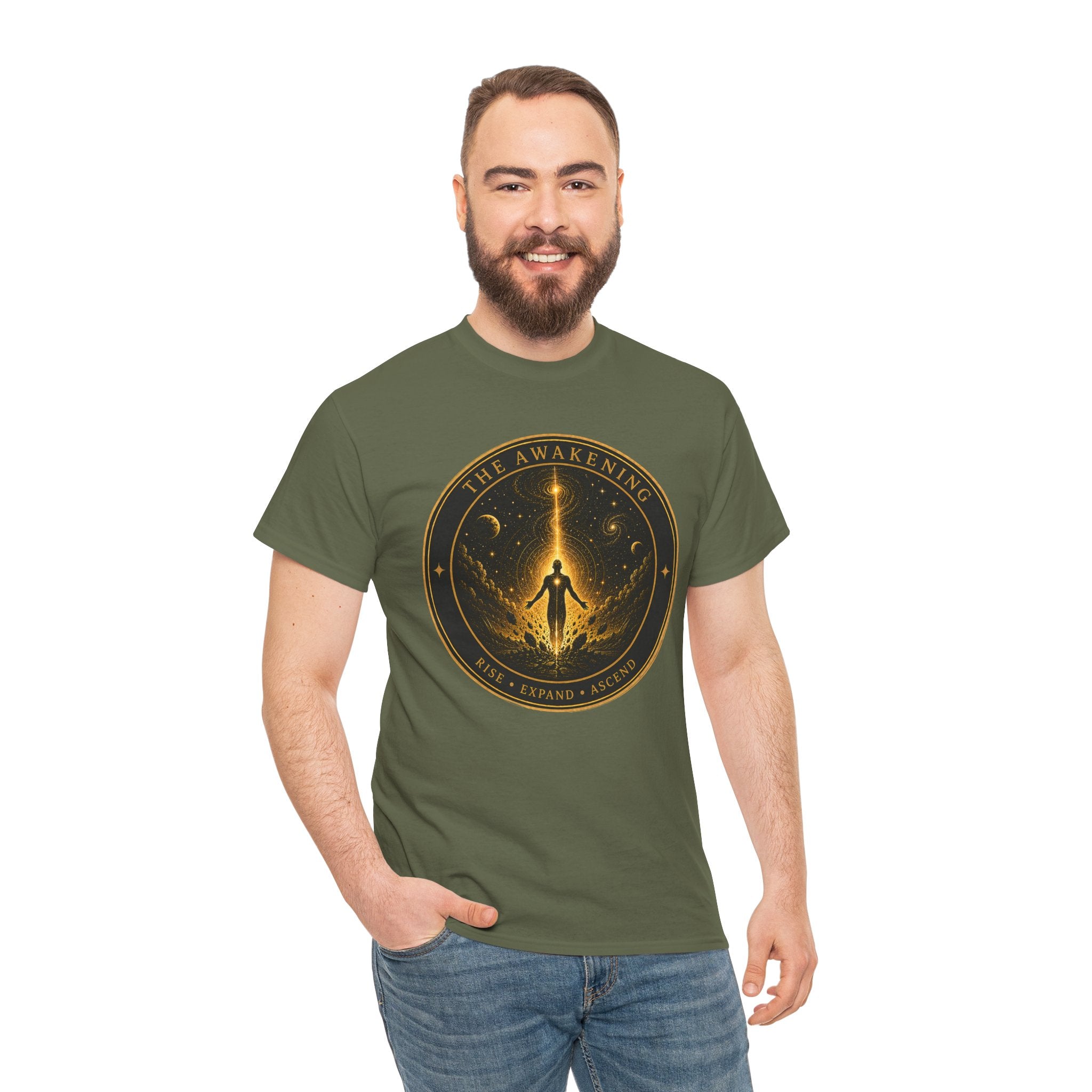 The Awakening Badge T-Shirt – Cosmic Ascension Graphic Tee