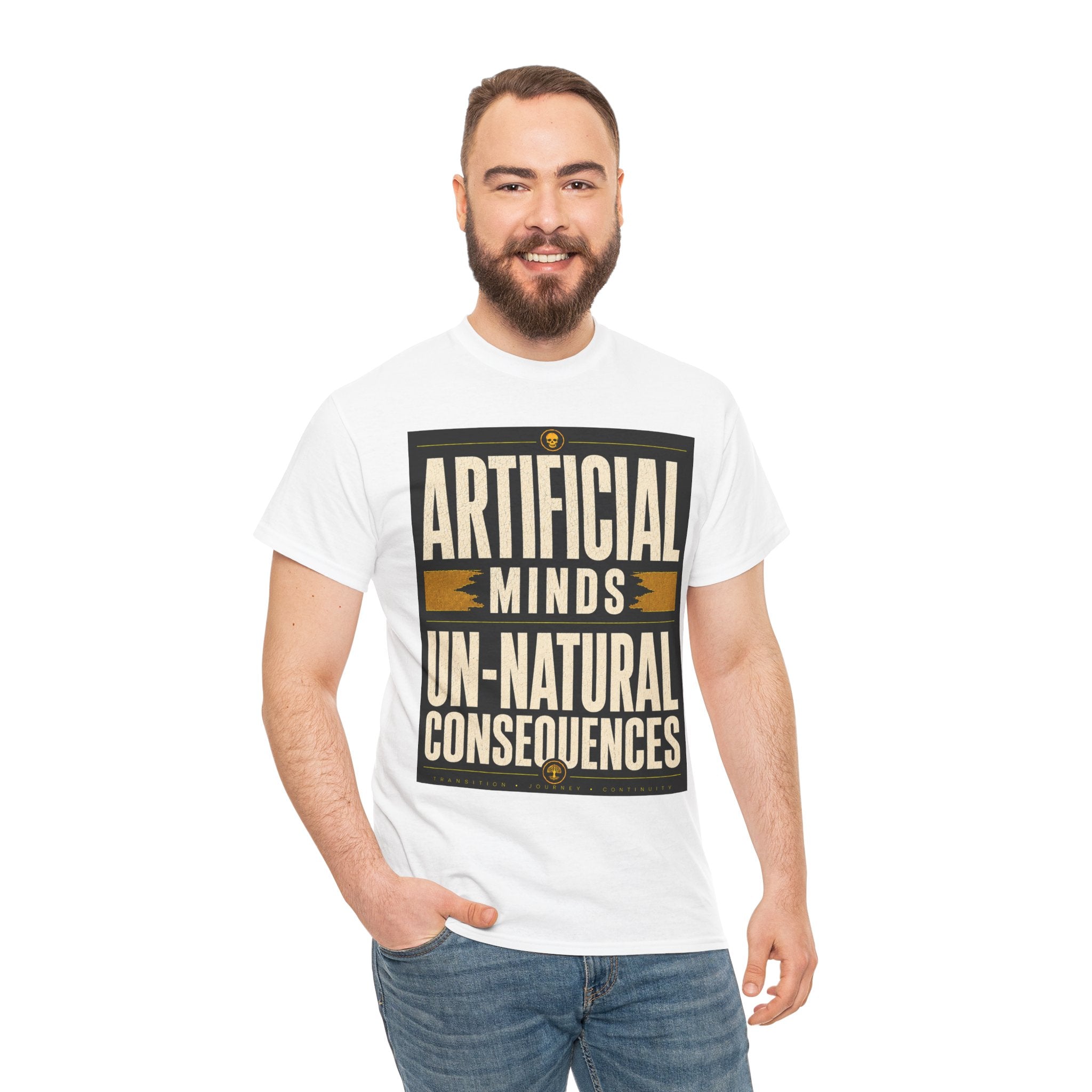 Artificial Minds Un Natural Consequences T Shirt – Retro Anti AI Philosophy Graphic Tee