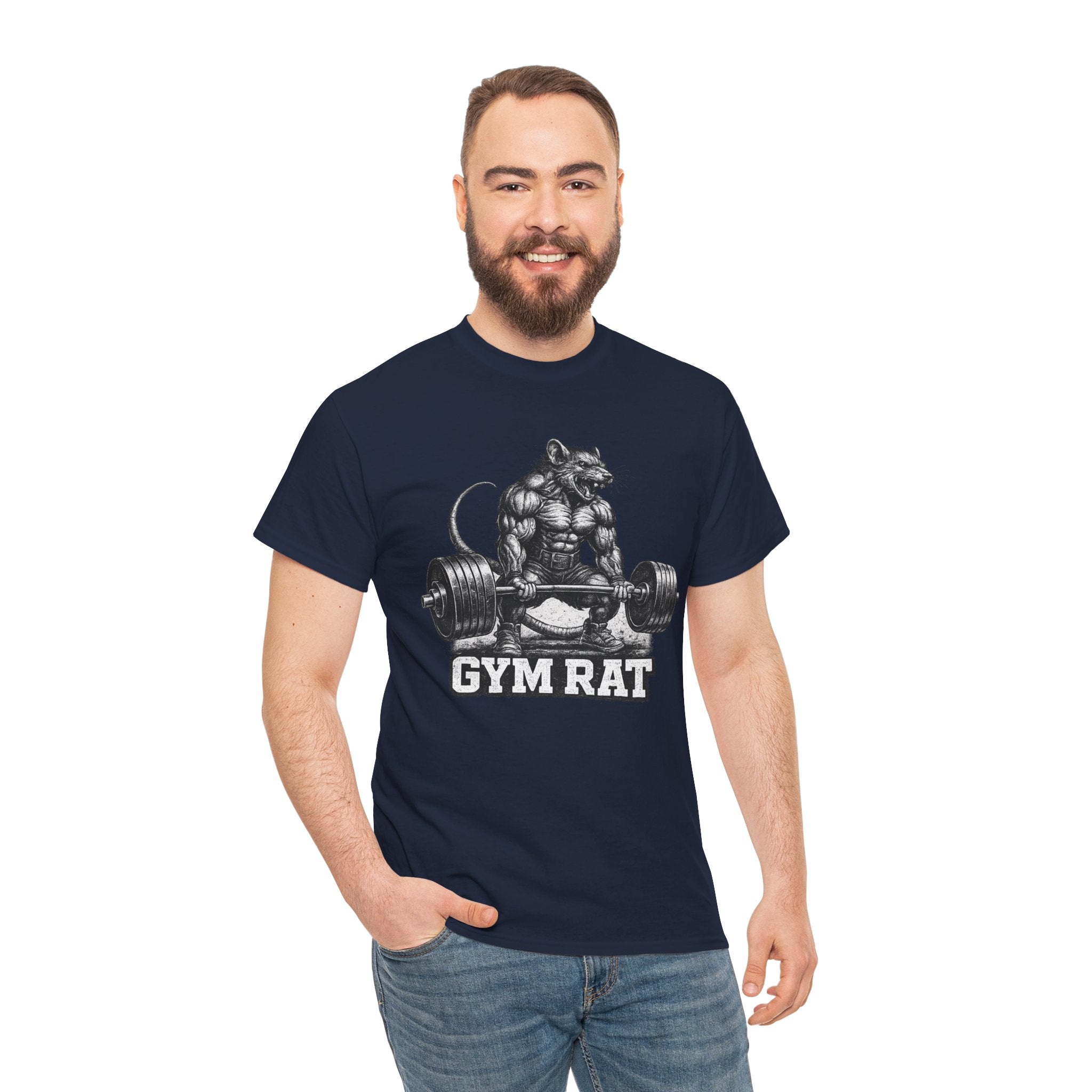 Gym Rat T-Shirt – Muscular Rat Deadlift Weightlifting Graphic Tee