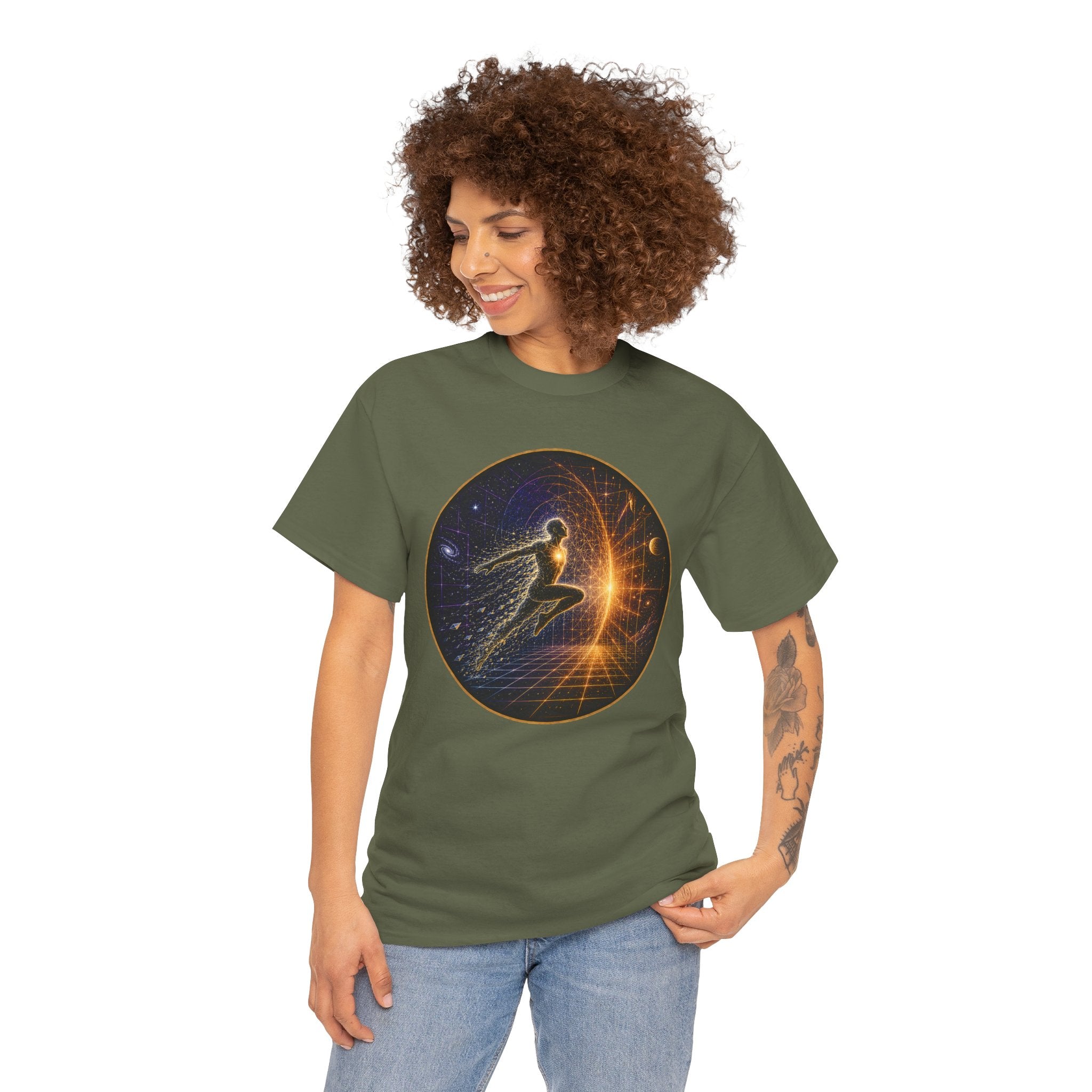 Quantum Leap Illustrated T-Shirt – Cosmic Transformation Graphic Tee