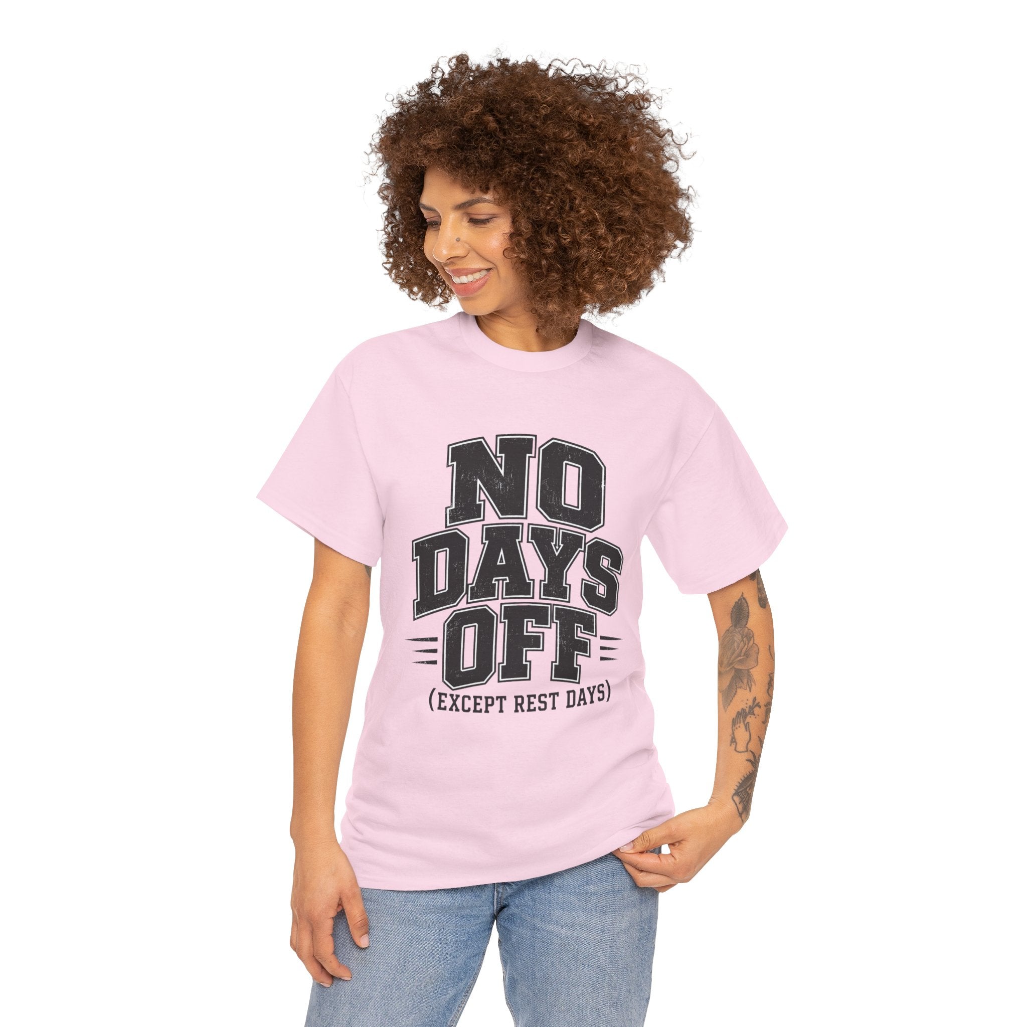 No Days Off (Except Rest Days) T-Shirt Light – Funny Gym Motivation Graphic Tee
