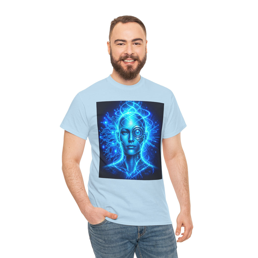 Sci Fi Cyborg Eye T Shirt – Futuristic Blue AI Cosmic Mind Graphic Tee