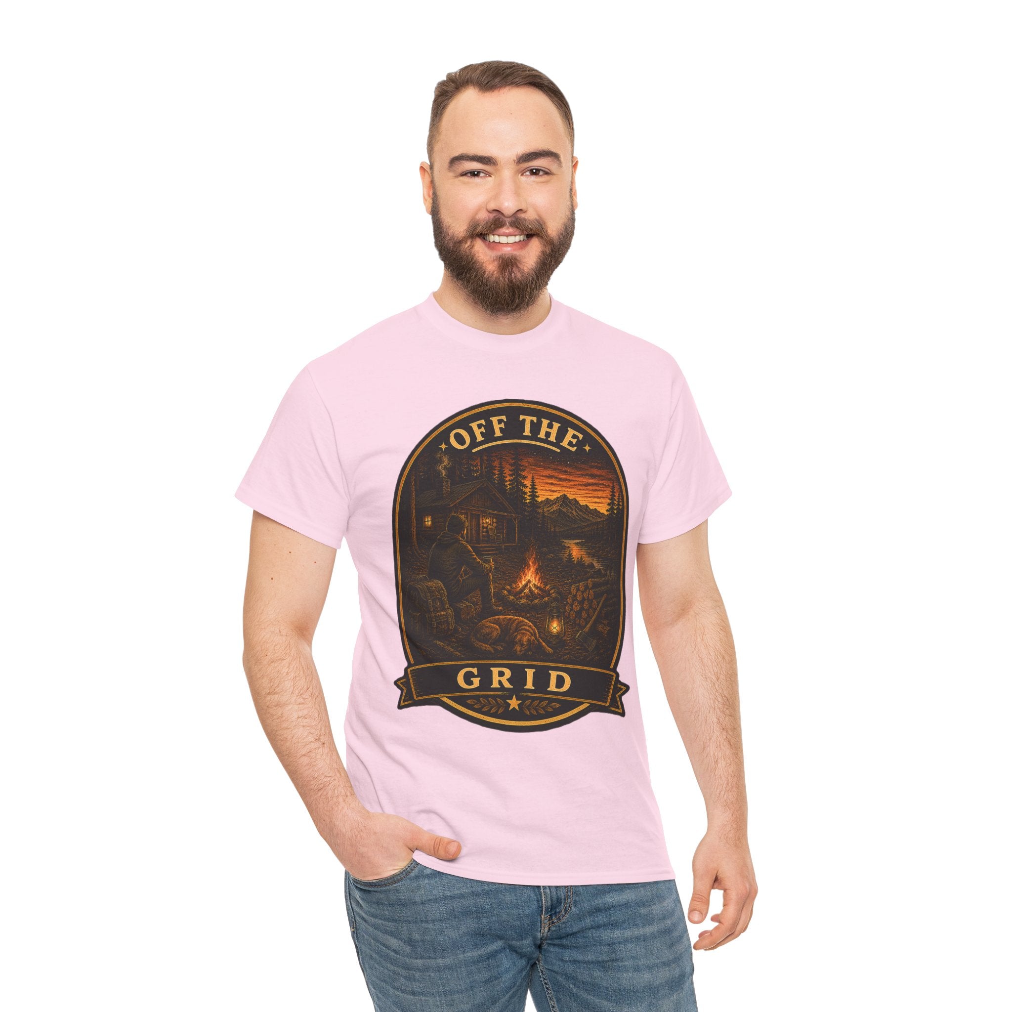 Off The Grid Camping T Shirt – Vintage Outdoor Campfire Adventure Graphic Tee