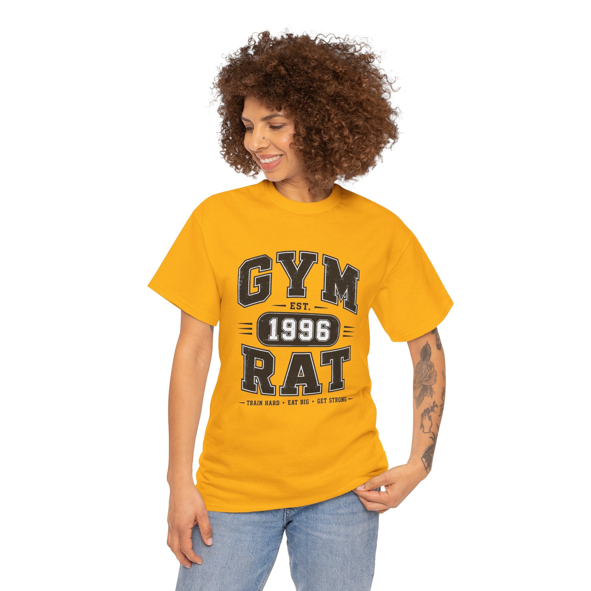 Gym Rat Est. 1996 T-Shirt Light – Vintage Collegiate Gym Graphic Tee | Train Hard Eat Big Get Strong