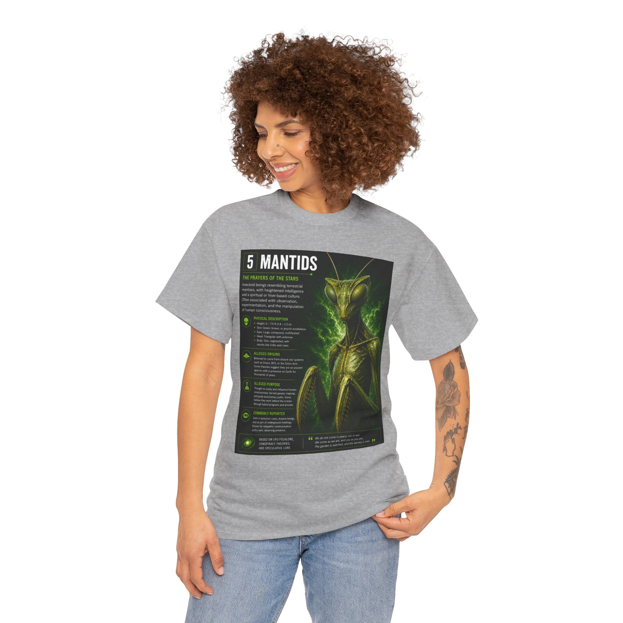 Mantids Alien T-Shirt – Ancient Aliens Mantids Sci-Fi Graphic Tee for UFO & Paranormal Fans