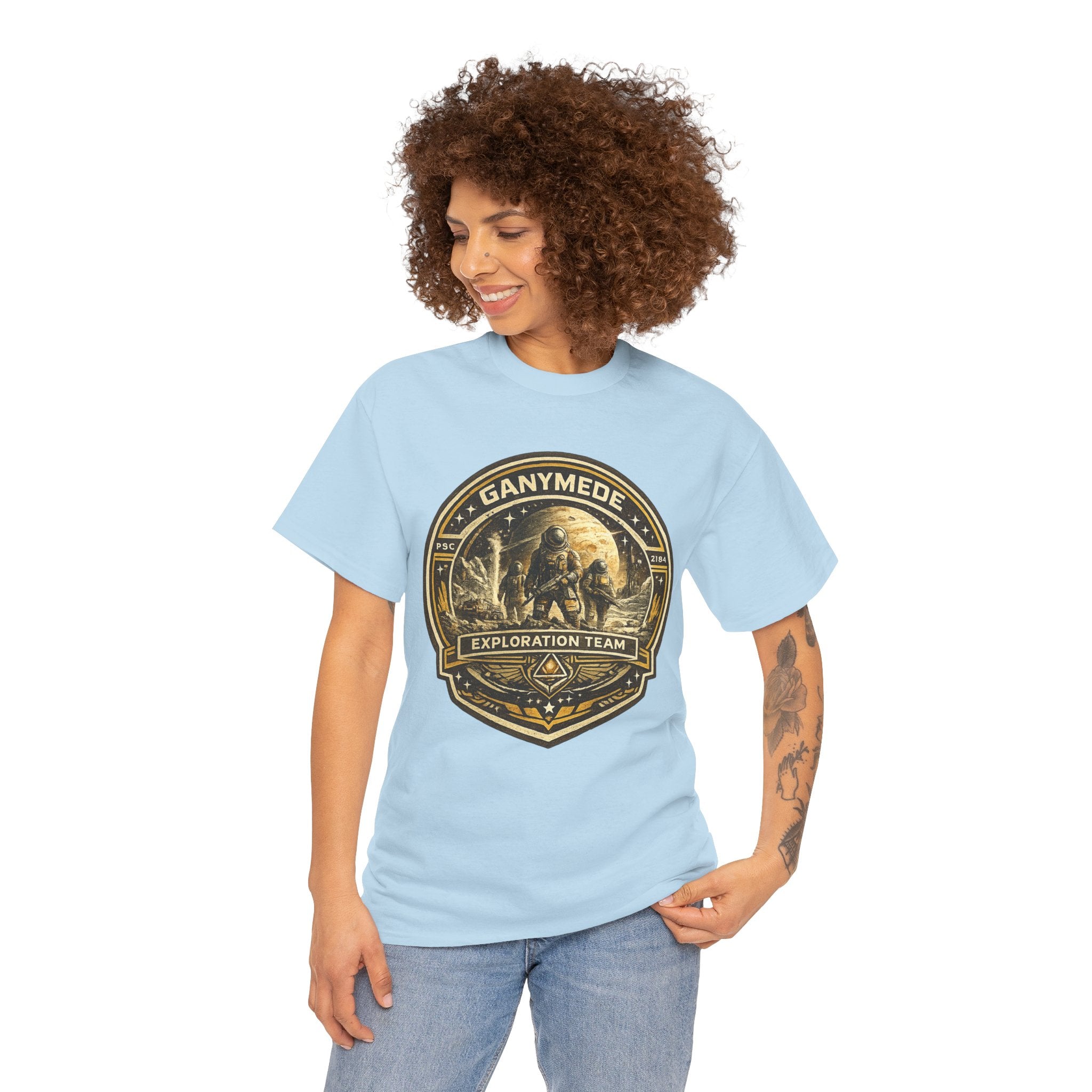 Ganymede Exploration Team T Shirt – Retro Sci Fi Space Mission Graphic Tee