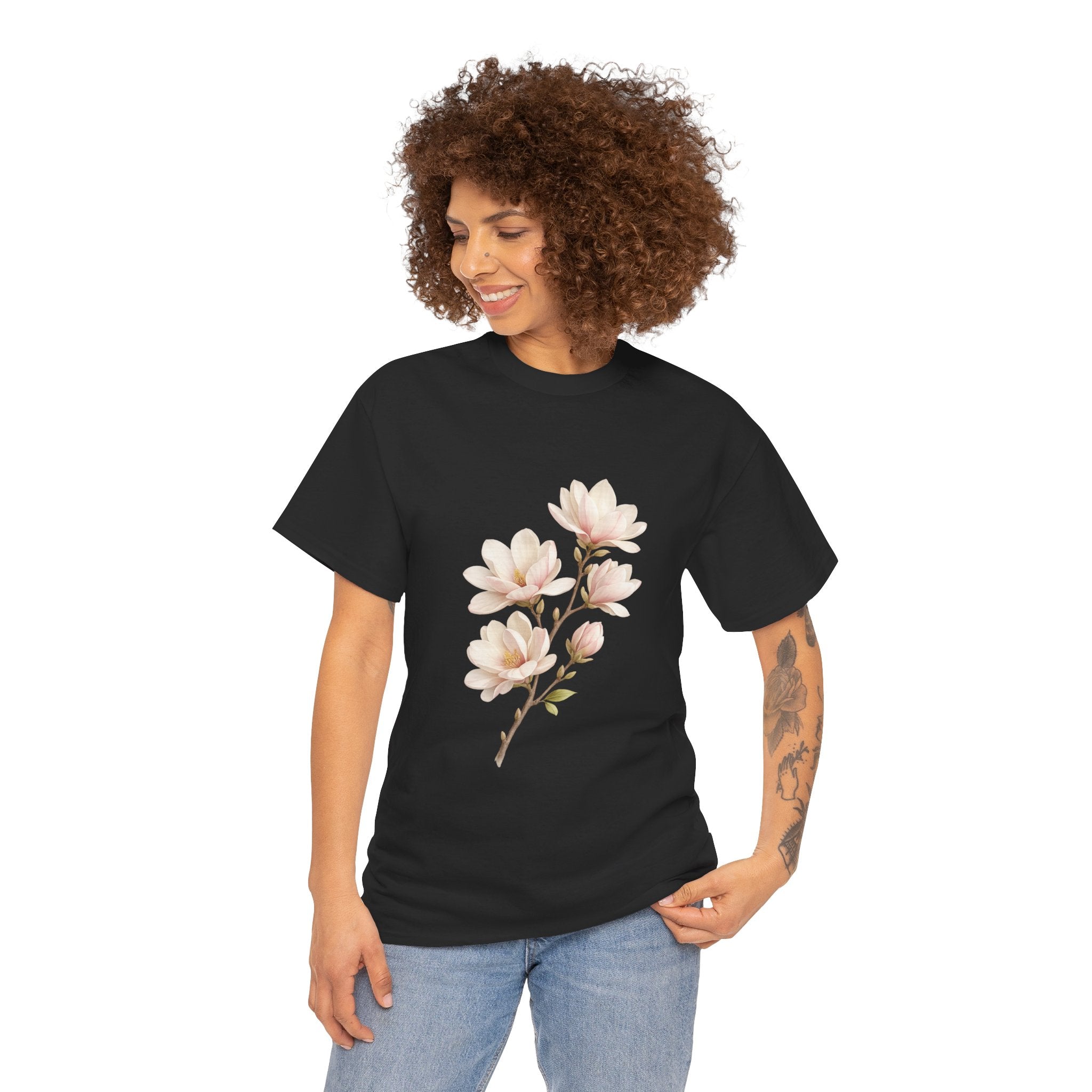 Magnolia Blossom Floral T Shirt – Vintage Botanical Flower Graphic Tee for Nature Lovers