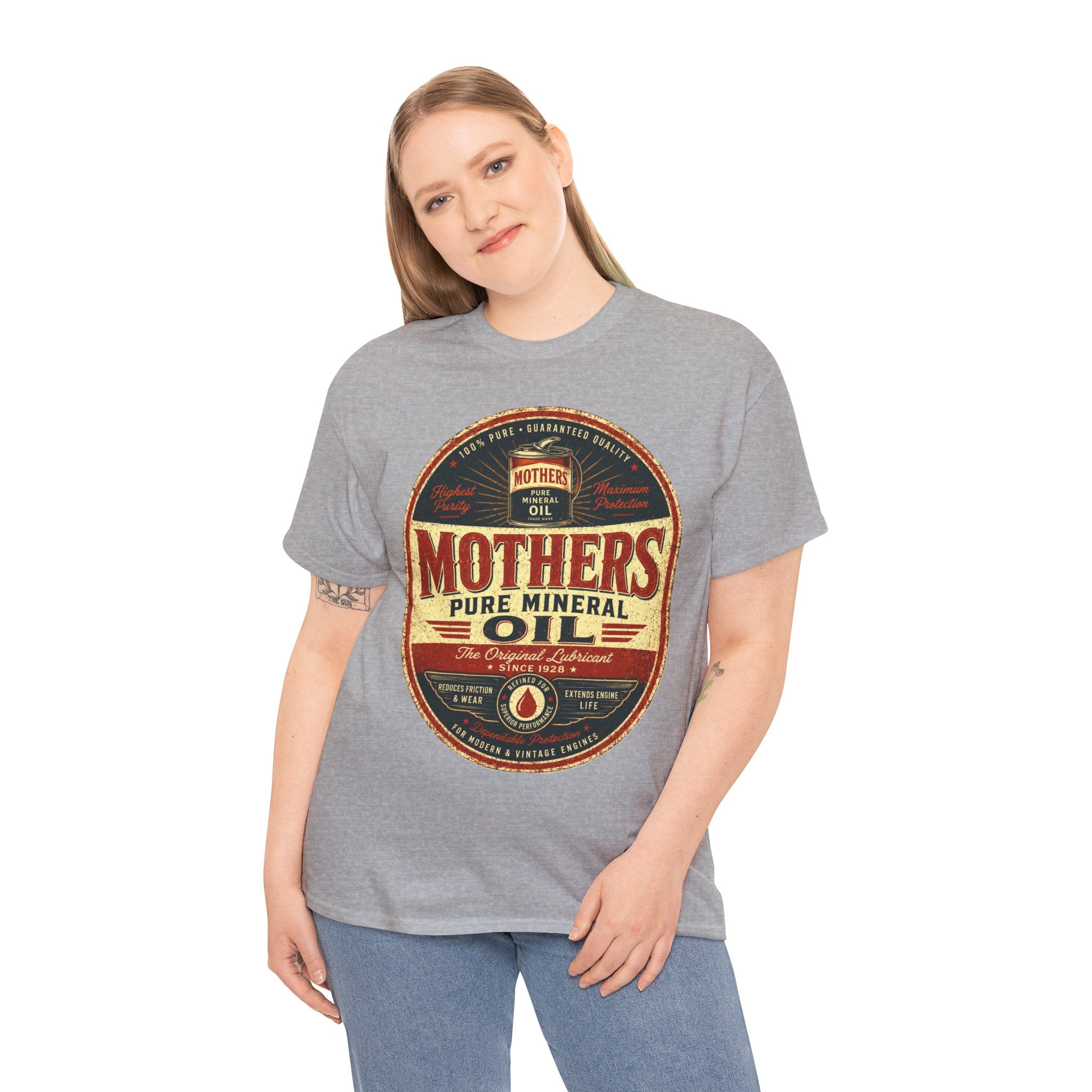 Mothers Pure Mineral Oil Vintage T Shirt – Retro Automotive Garage Graphic Tee for Car Enthusiasts
