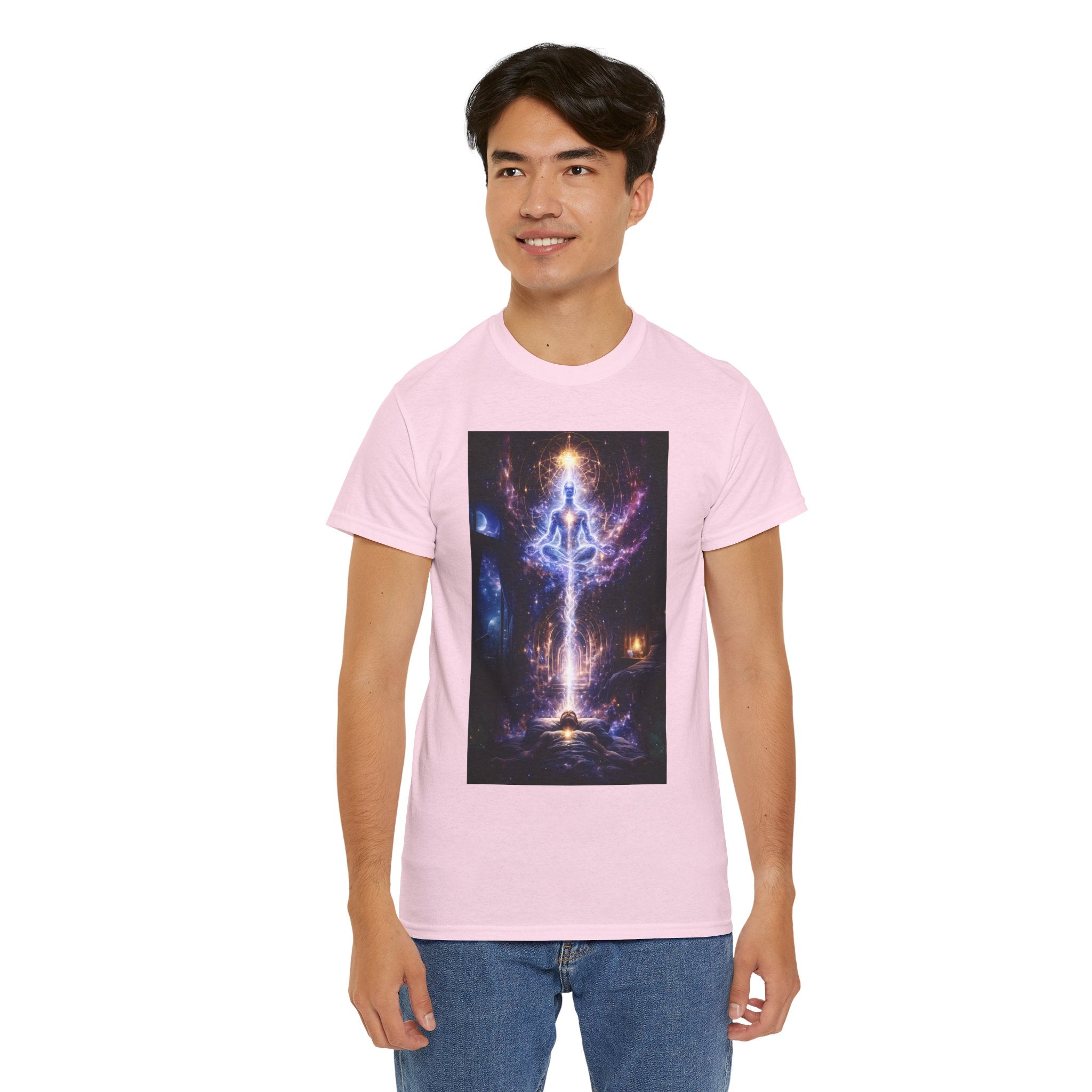 The Observer Spiritual Ascension T Shirt – Cosmic Meditation & Aura Art Graphic Tee