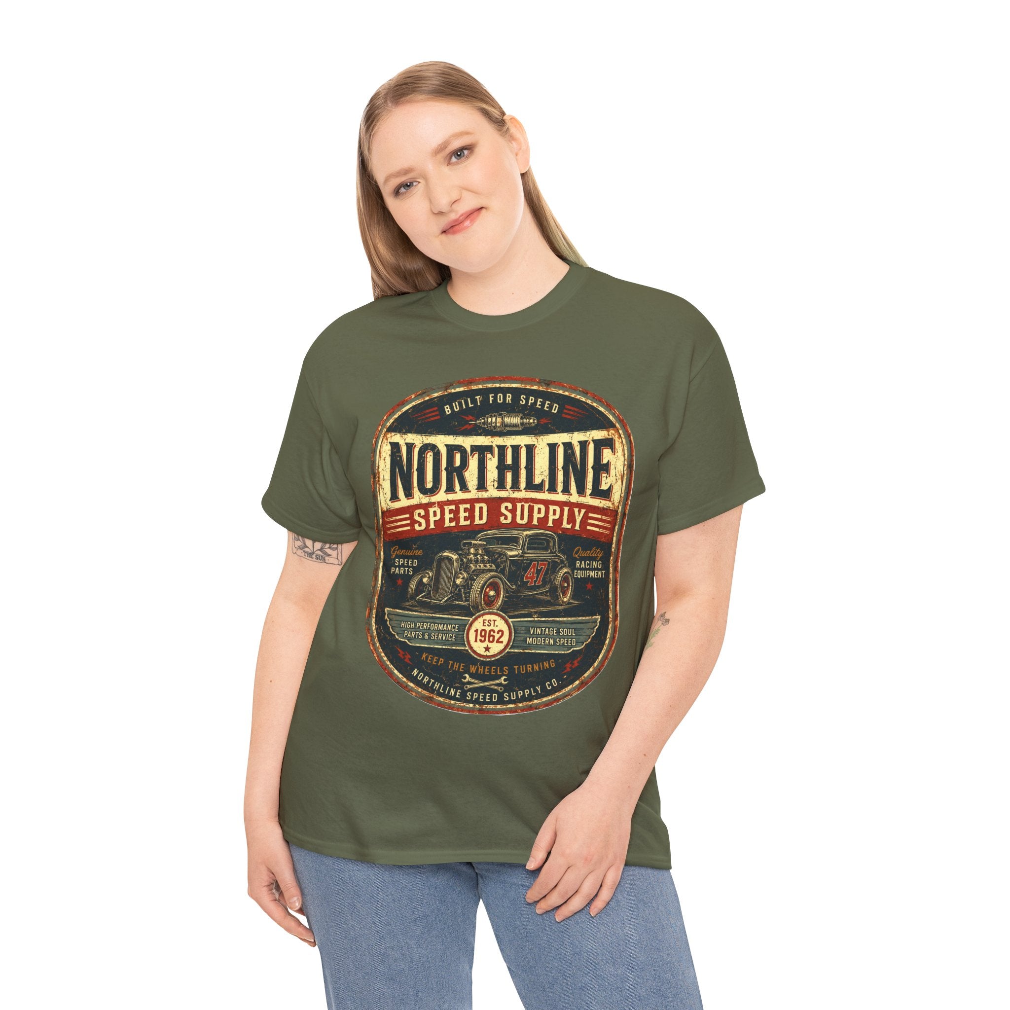 Northline Speed Supply Vintage Racing T-Shirt – Retro Hot Rod Automotive Graphic Tee for Car Enthusiasts