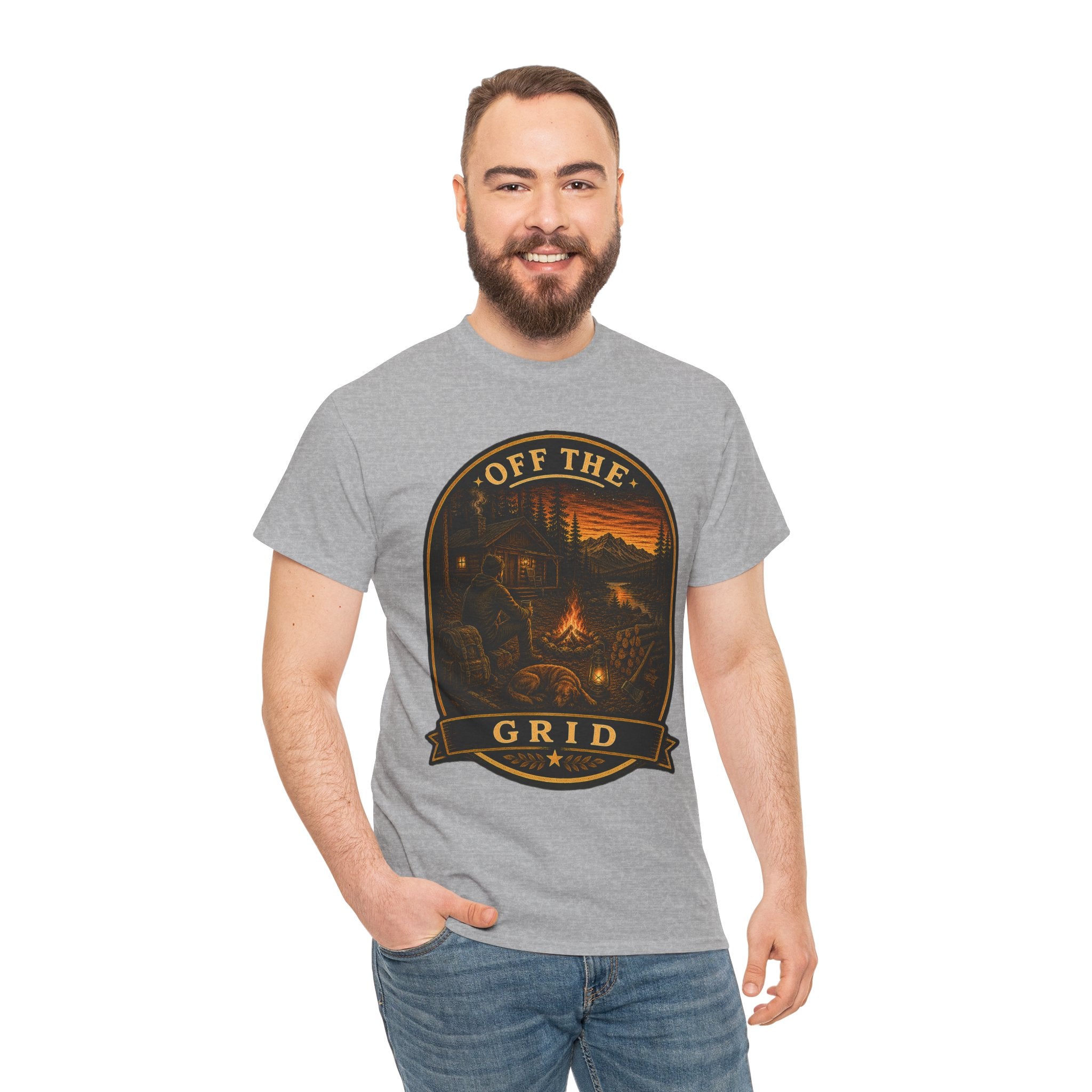 Off The Grid Camping T Shirt – Vintage Outdoor Campfire Adventure Graphic Tee