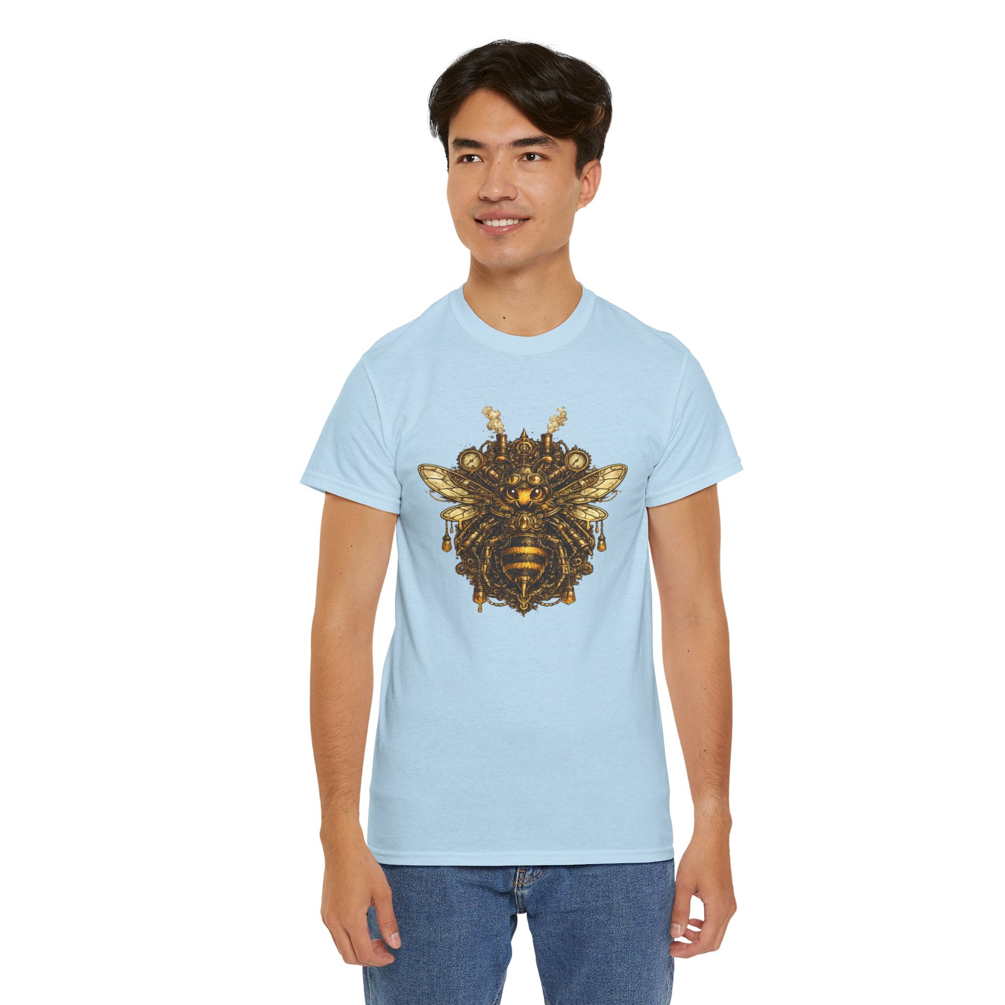 Steampunk Bee Mandala T Shirt – Vintage Mechanical Honeybee Graphic Tee