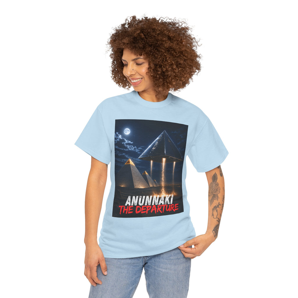 Anunnaki The Departure T-Shirt – Ancient Alien UFO Pyramid Sci-Fi Graphic Tee
