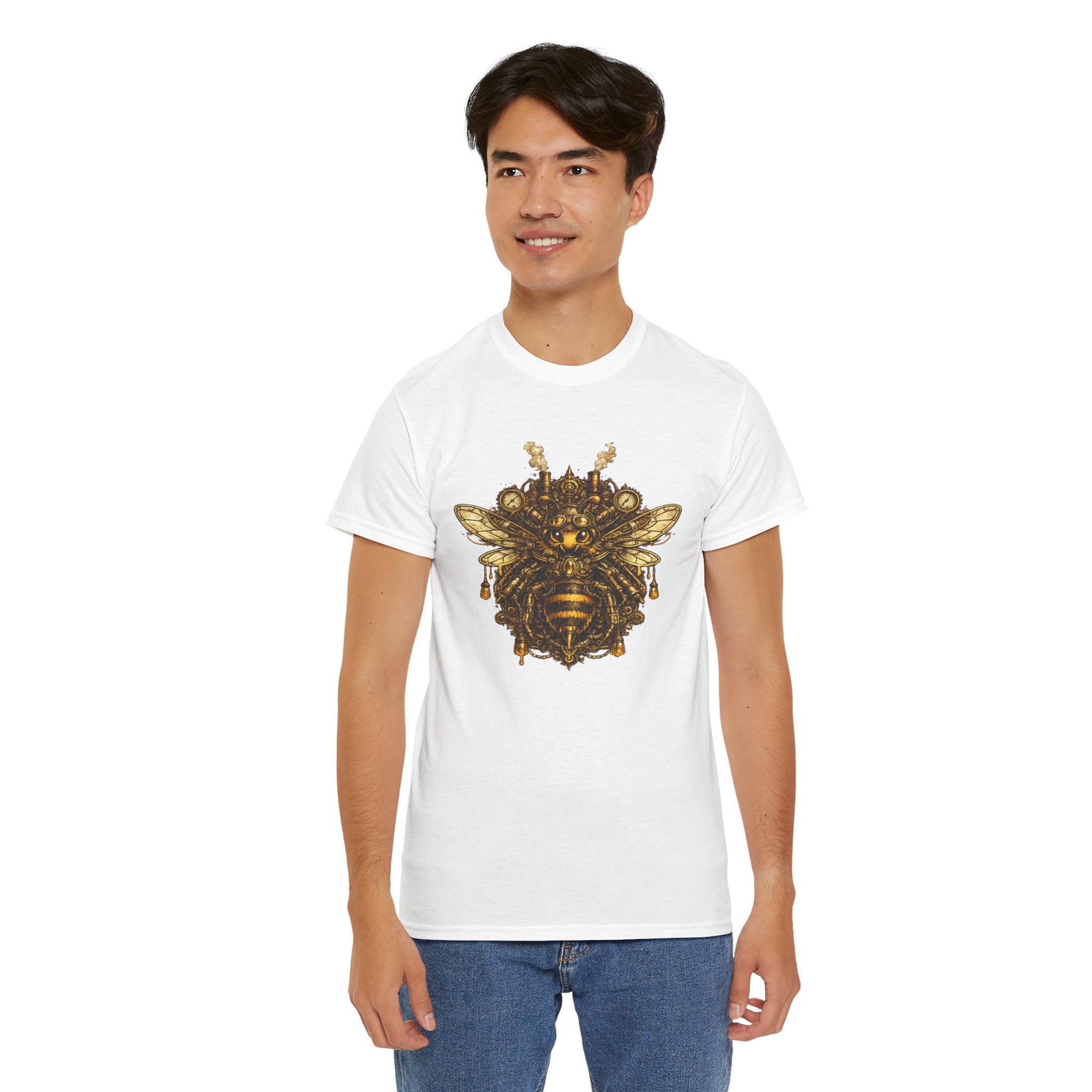 Steampunk Bee Mandala T Shirt – Vintage Mechanical Honeybee Graphic Tee