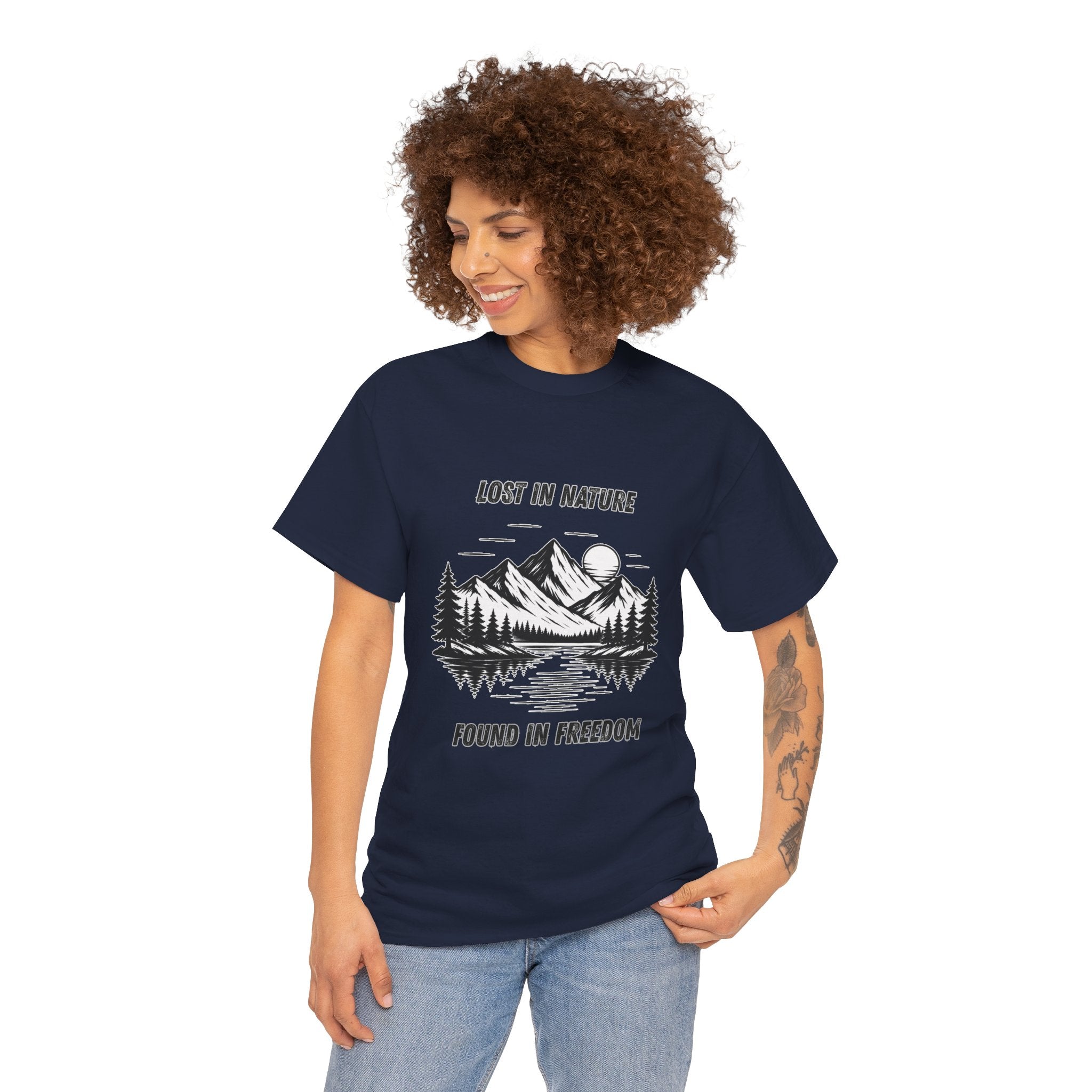 Lost In Nature Found In Freedom T Shirt – Vintage Mountain Hiking Camping Adventure Tee