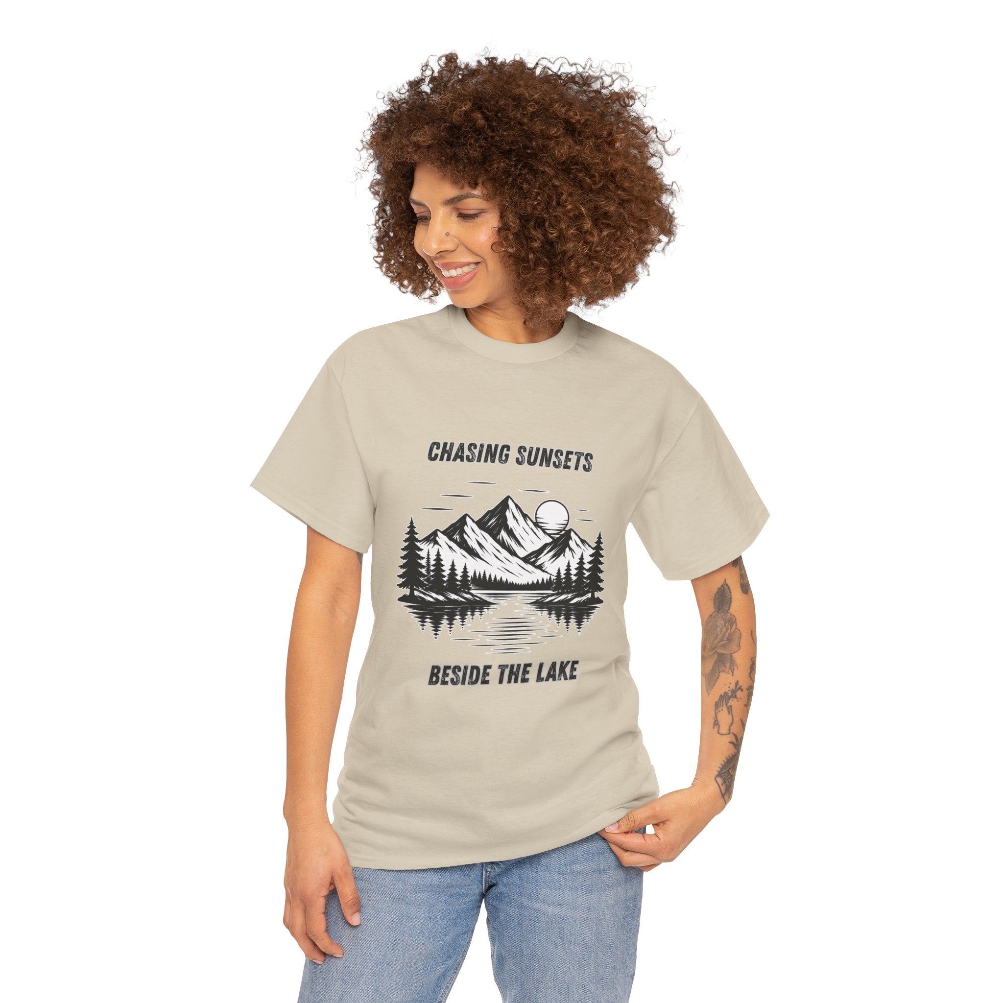 Chasing Sunsets Beside The Lake T Shirt – Vintage Hiking Camping Mountain Graphic Tee