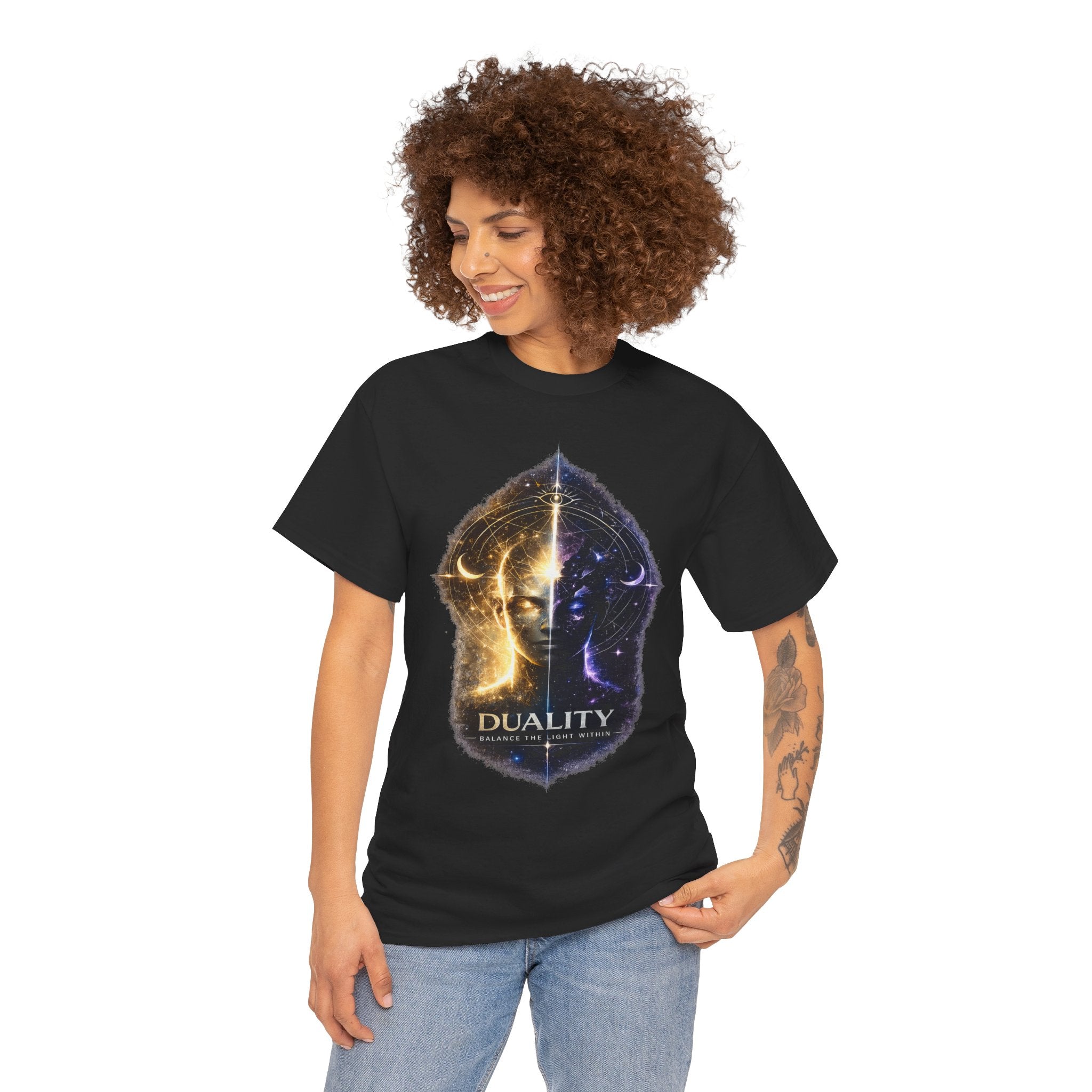 Duality Balance The Light Within T Shirt – Spiritual Meditation Cosmic Graphic Tee