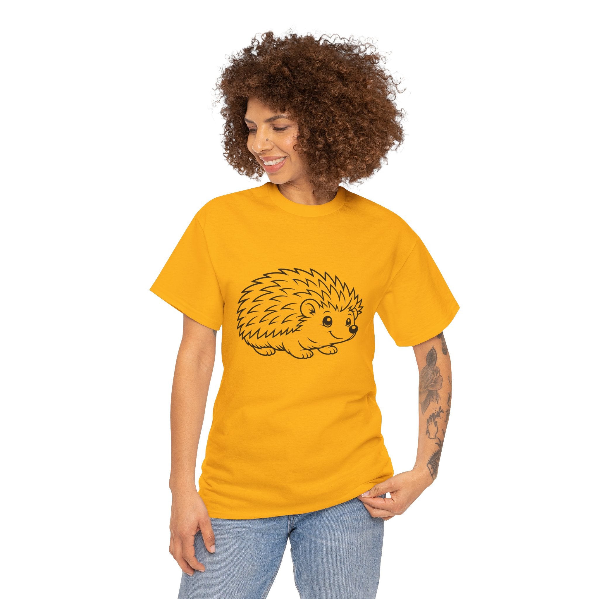 Cute Hedgehog Sketch T Shirt – Minimalist Woodland Animal Graphic Tee
