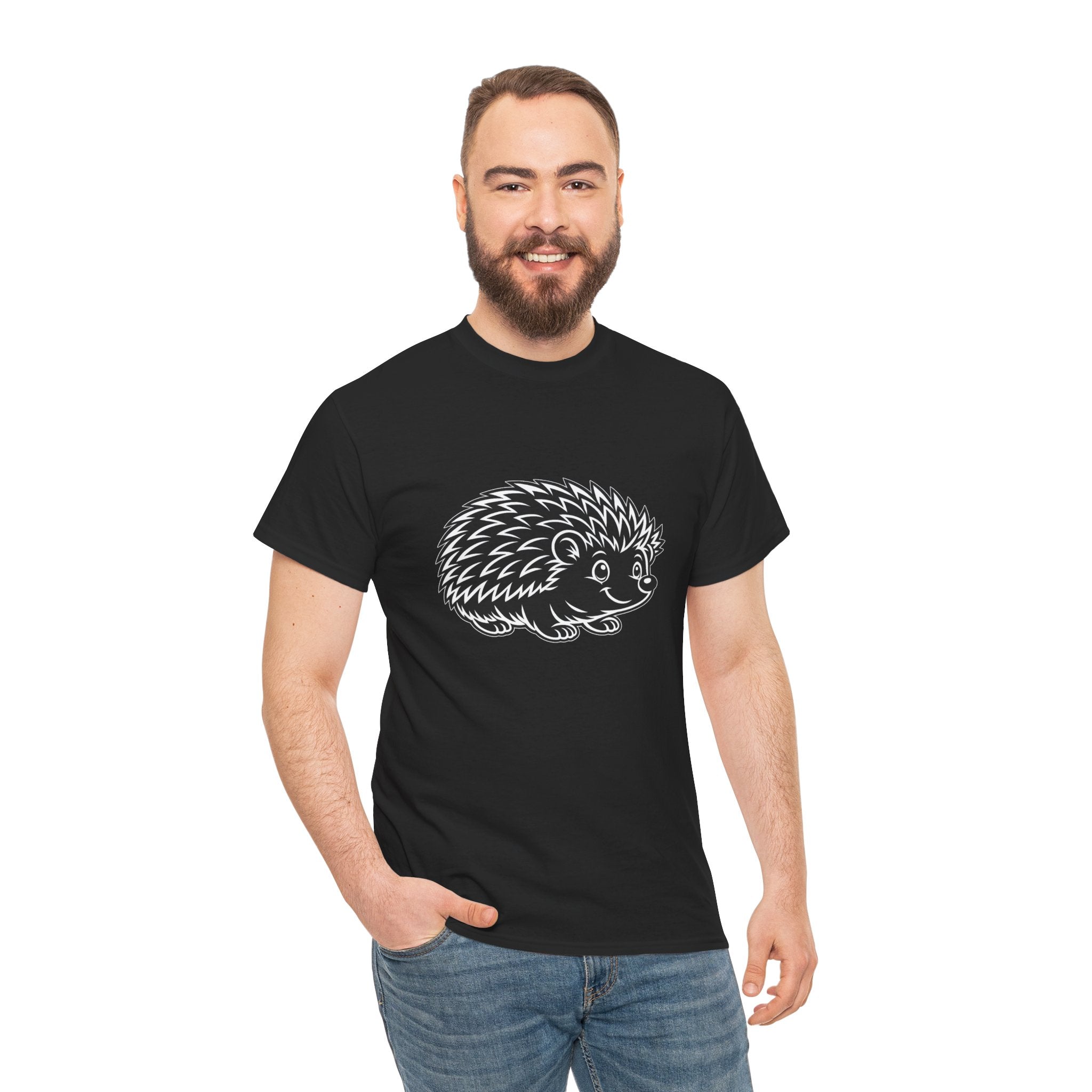 Cute Hedgehog Sketch T Shirt – Minimalist Woodland Animal Graphic Tee