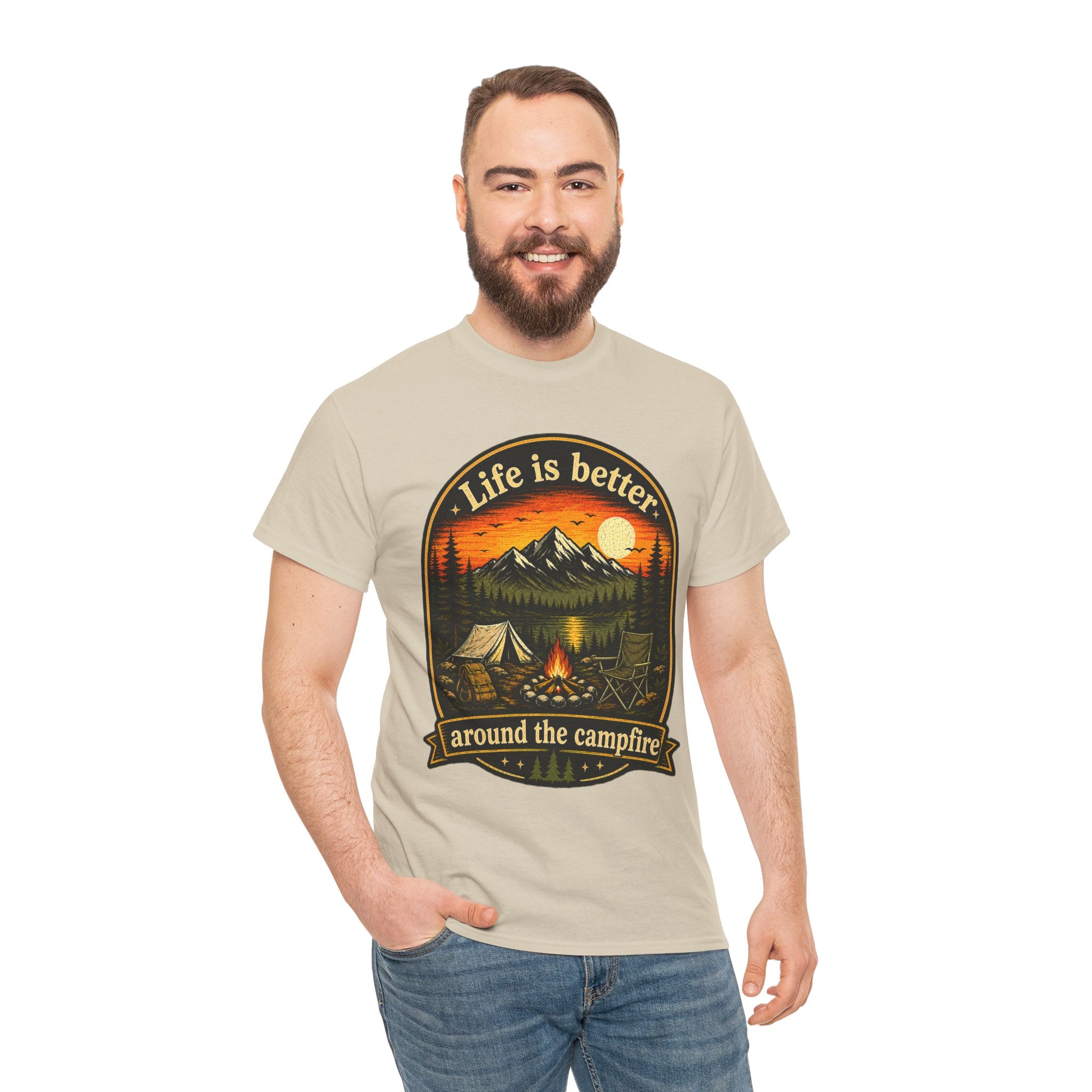 Life Is Better Around the Campfire T Shirt – Vintage Camping Graphic Tee for Hikers & Outdoor Lovers