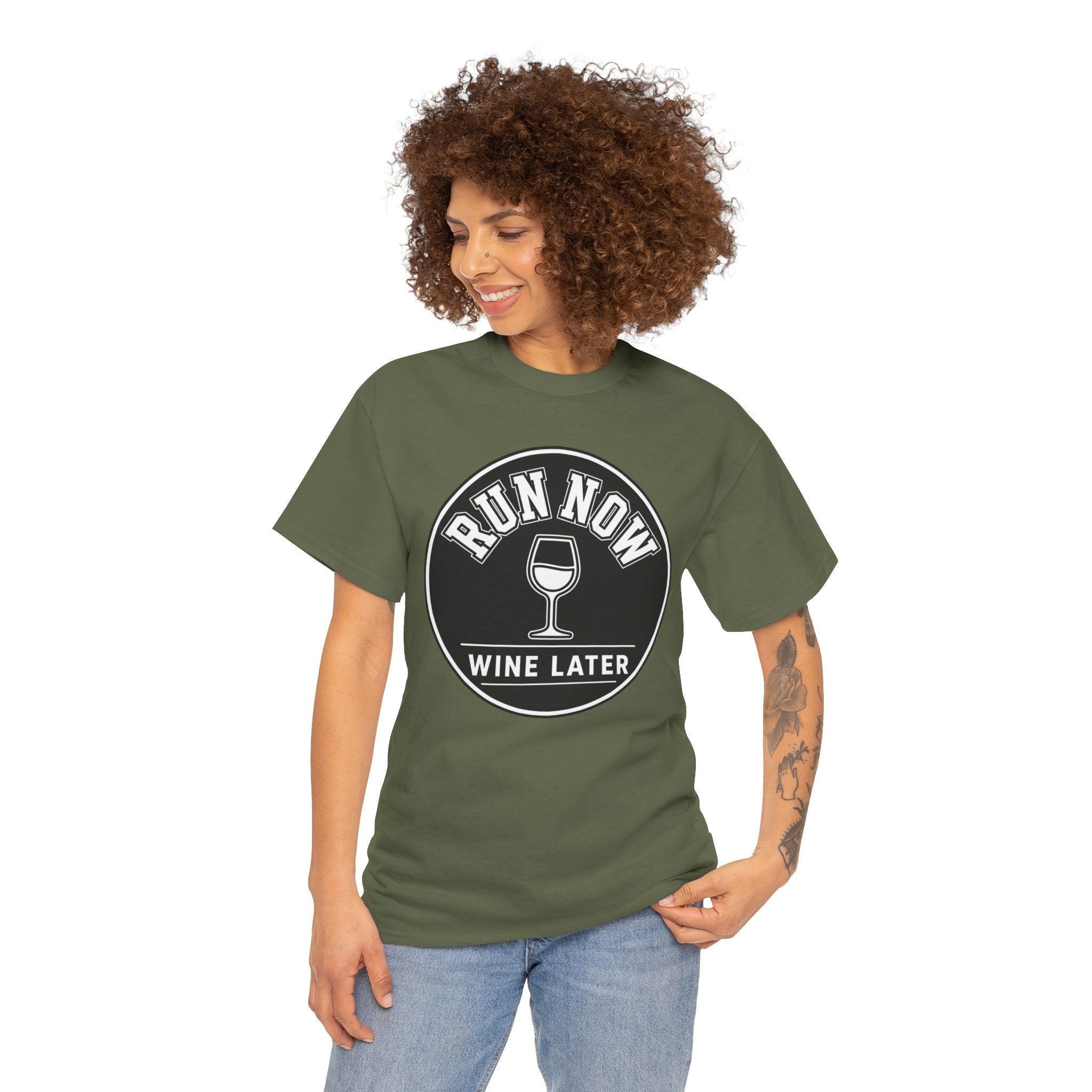 Run Now Wine Later T-Shirt – Funny Running Graphic Tee for Wine Lovers