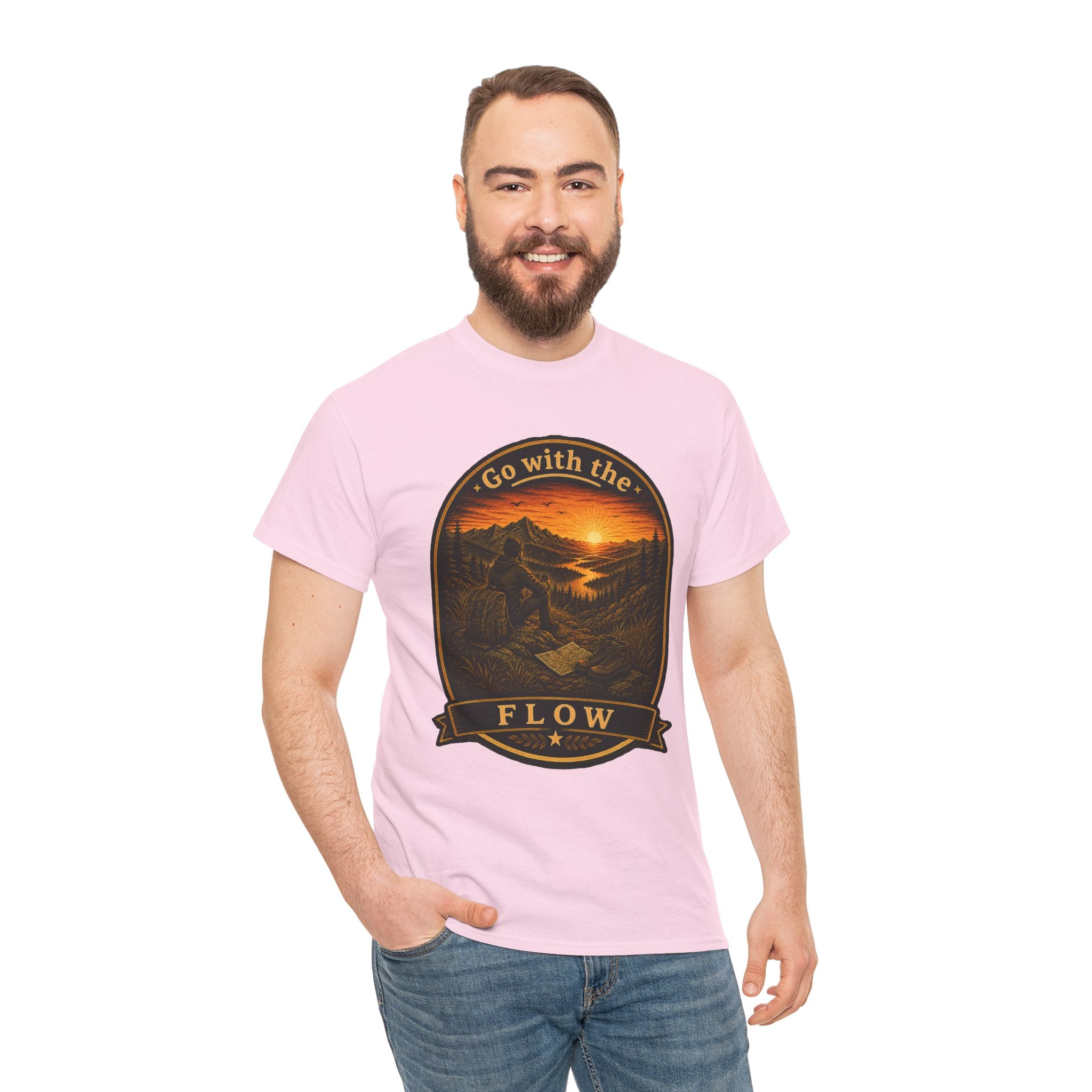 Go With the Flow Hiking T Shirt – Vintage Mountain Adventure Outdoor Graphic Tee