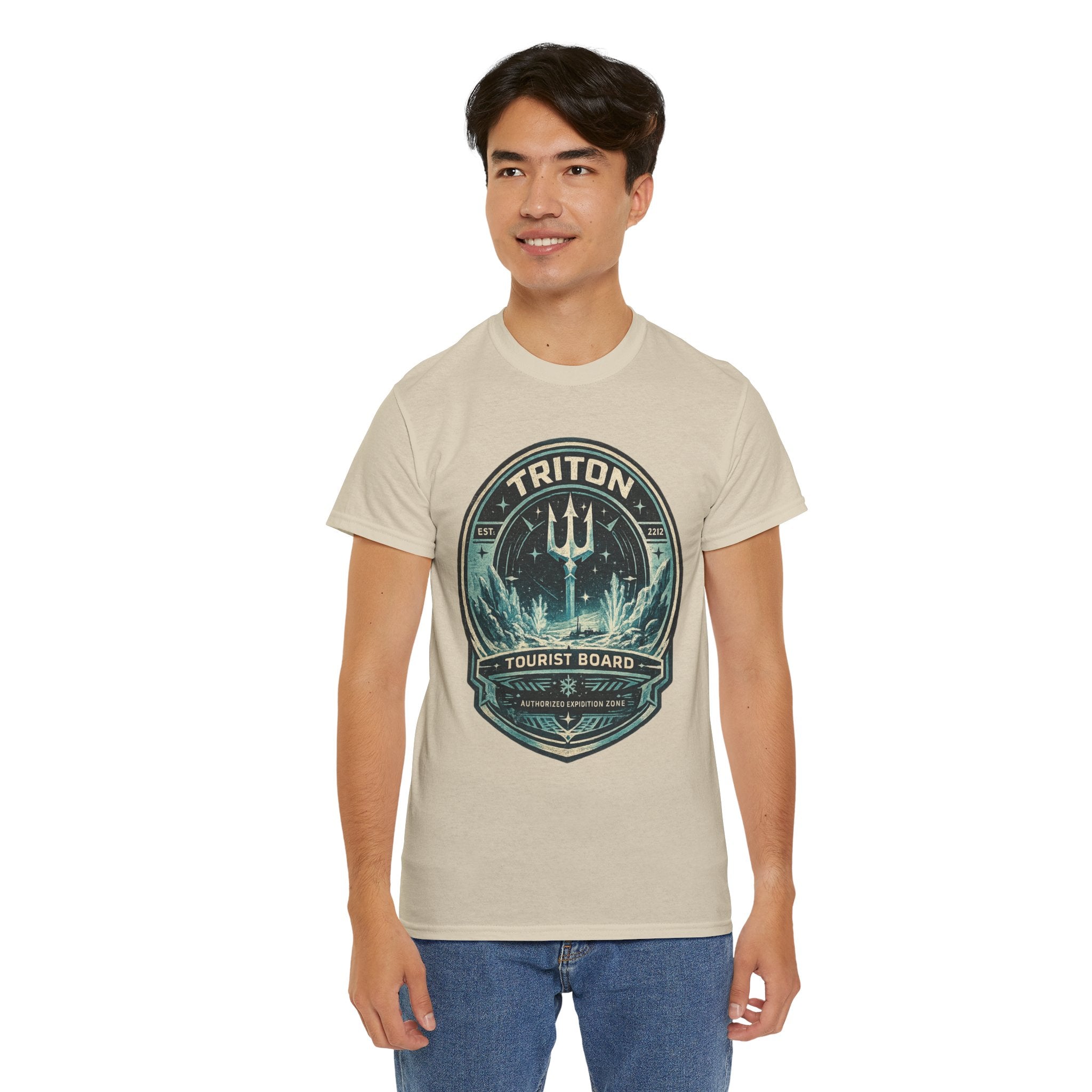 Triton Tourist Board T Shirt – Retro Sci Fi Ocean Planet Graphic Tee