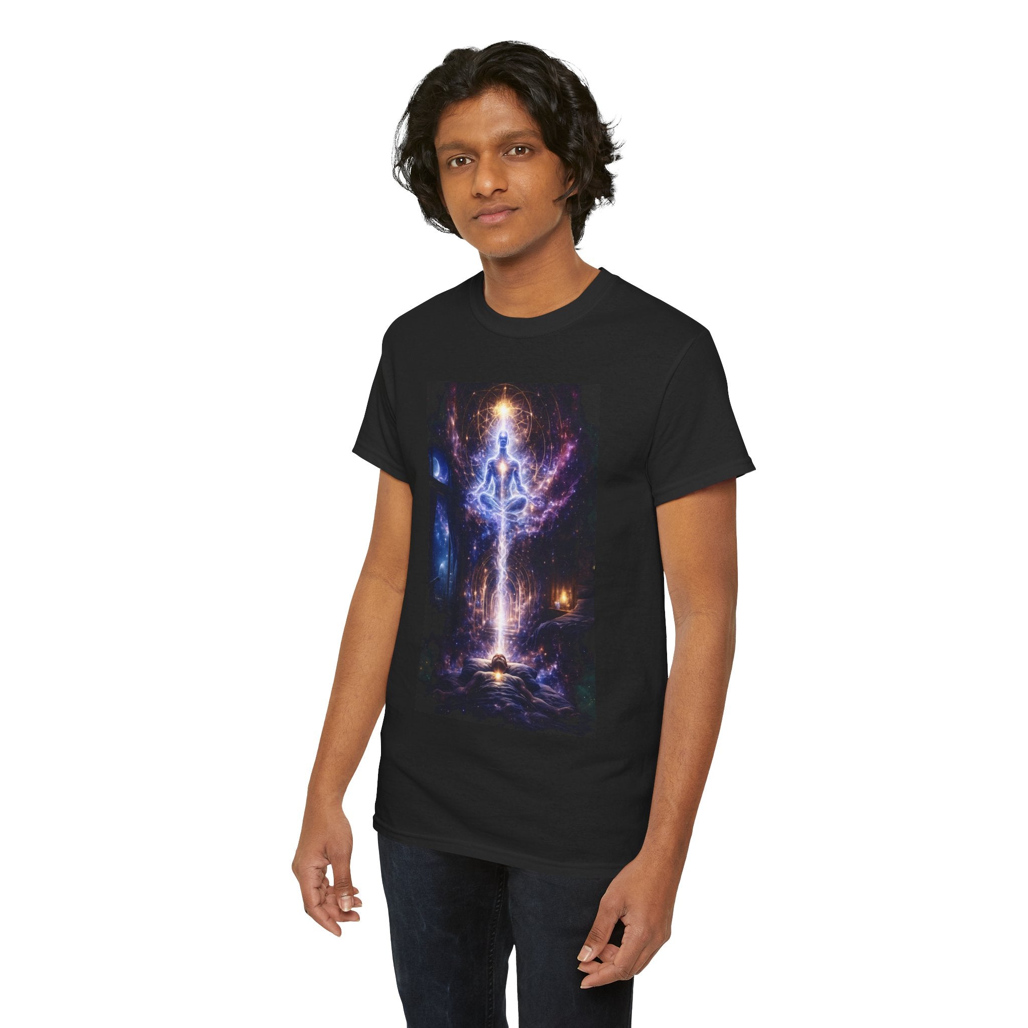 The Observer Spiritual Ascension T Shirt – Cosmic Meditation & Aura Art Graphic Tee