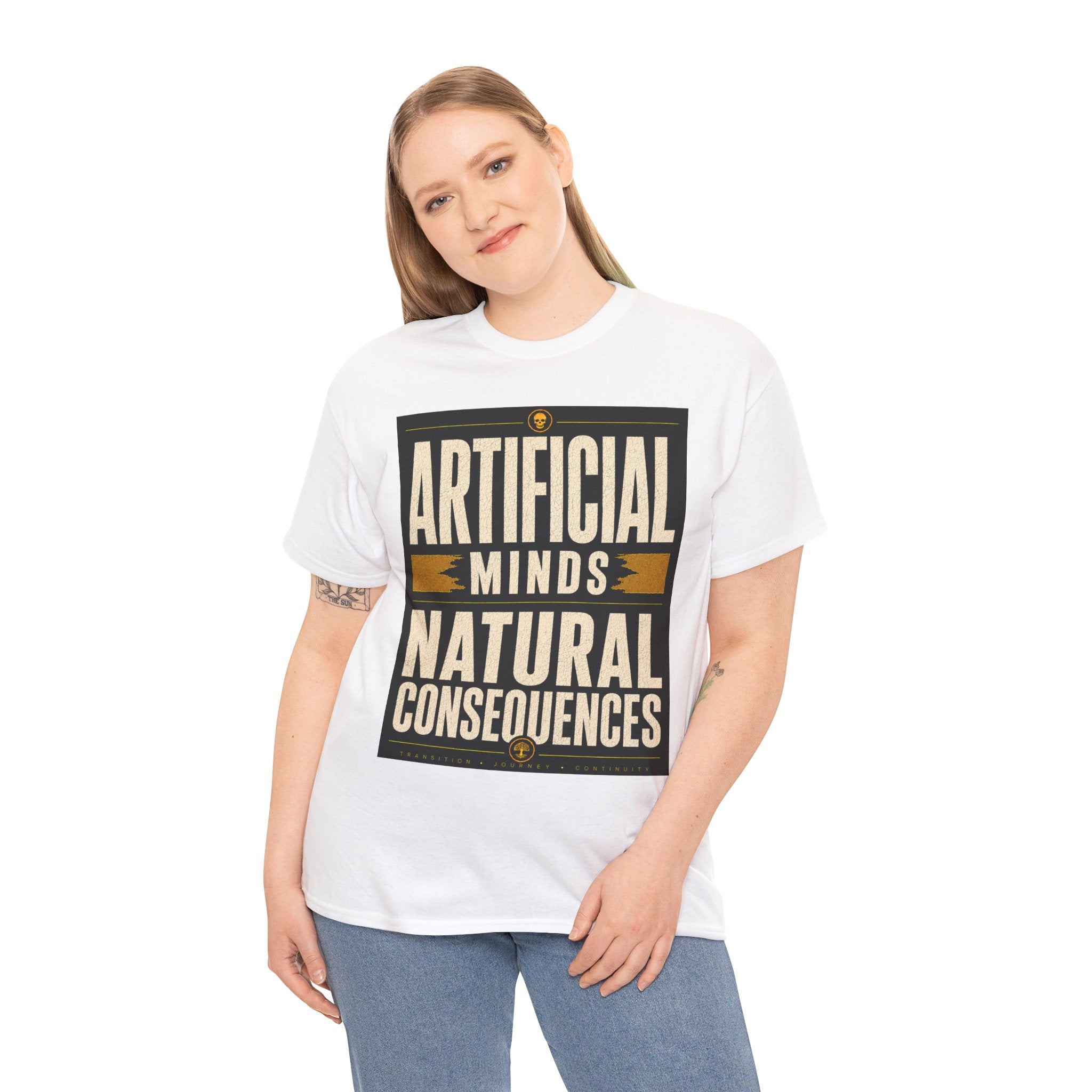 Artificial Minds Natural Consequences T Shirt – Retro Anti AI Philosophy Graphic Tee