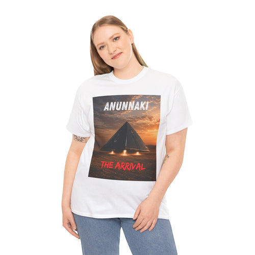 Anunnaki Arrival T Shirt – Ancient Alien Pyramid UFO Graphic Tee Inspired by Sumerian Legends