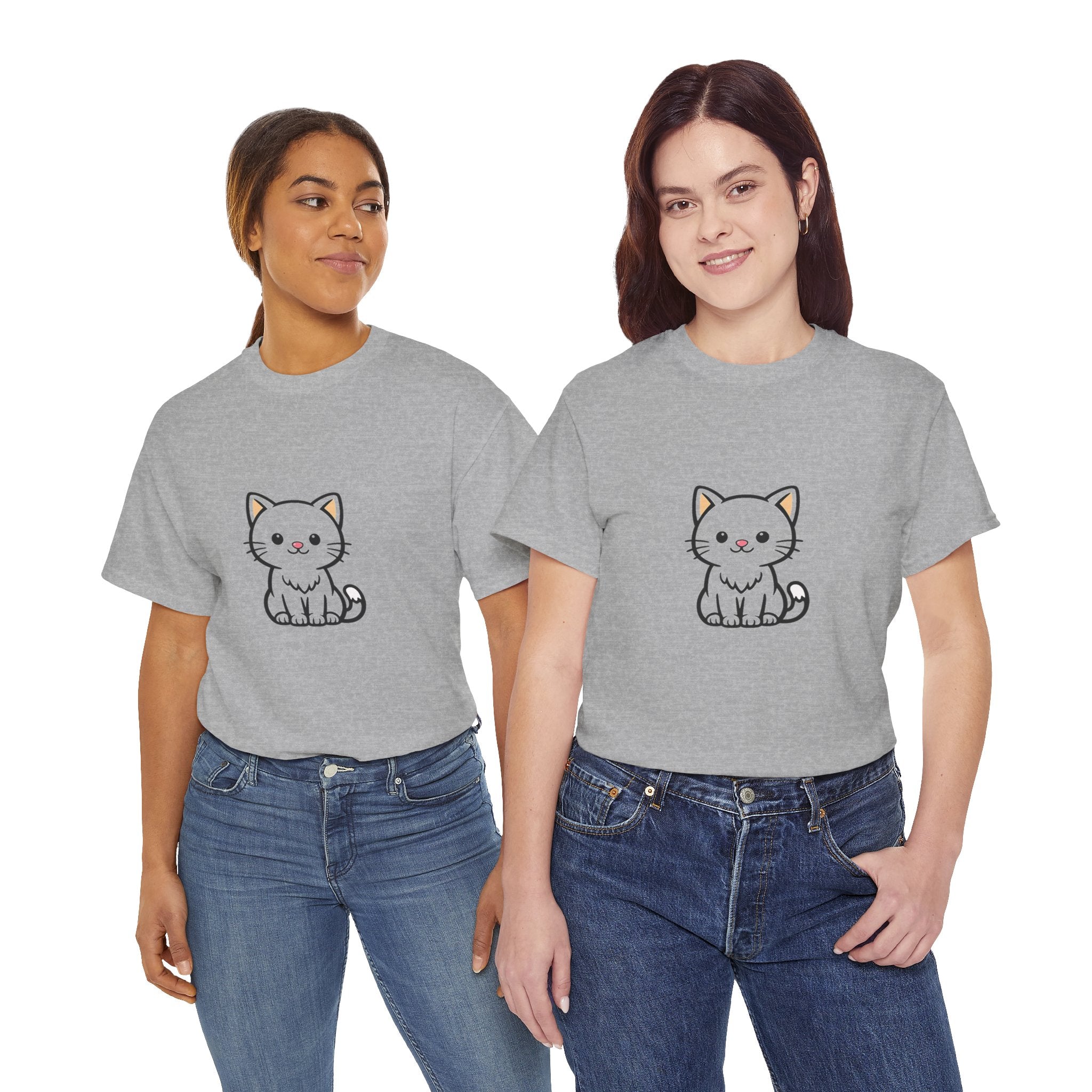 Cute Kawaii Kitten T Shirt – Minimal Cat Graphic Tee for Cat Lovers
