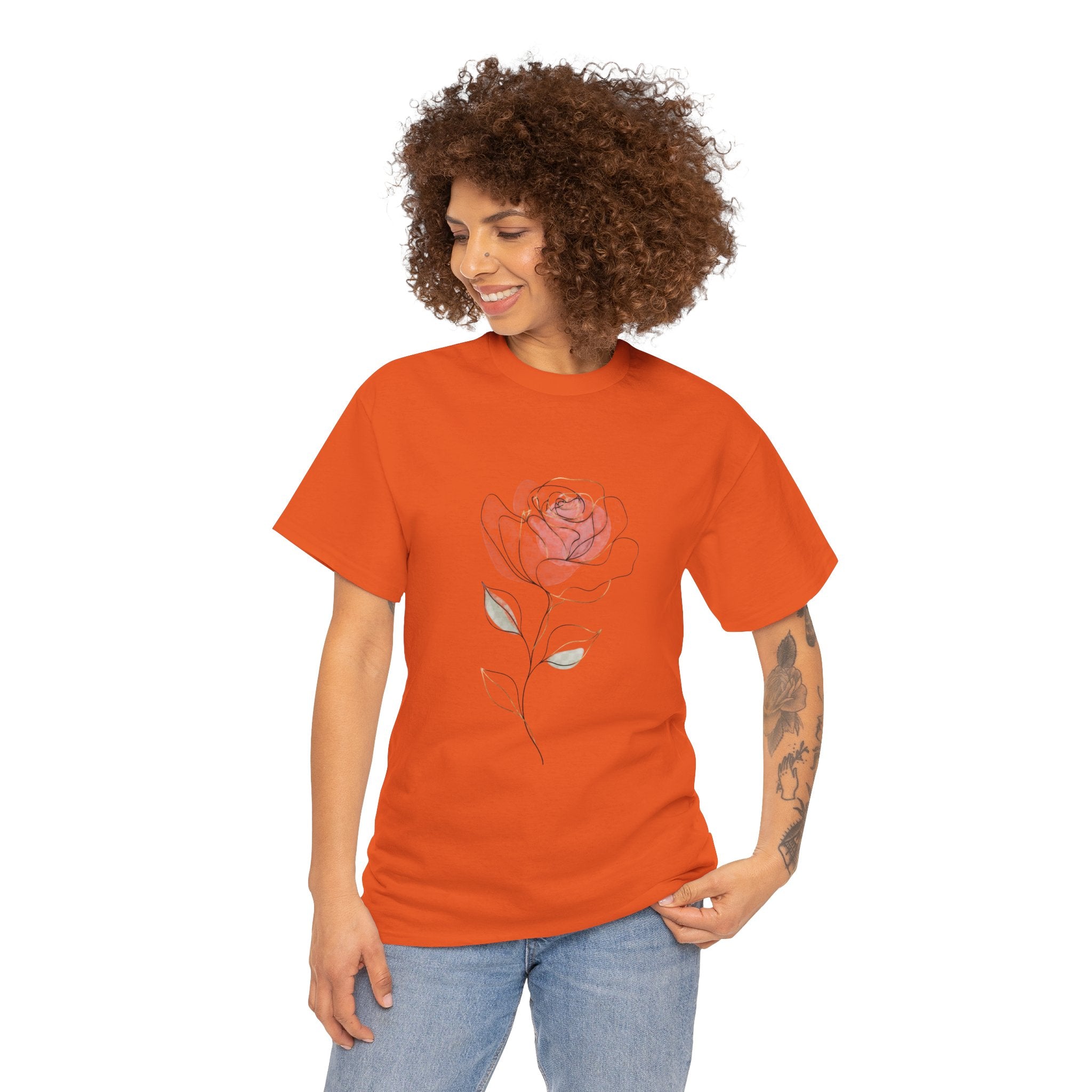 Minimalist Rose Watercolour T Shirt – Elegant Floral Sketch Graphic Tee for Women