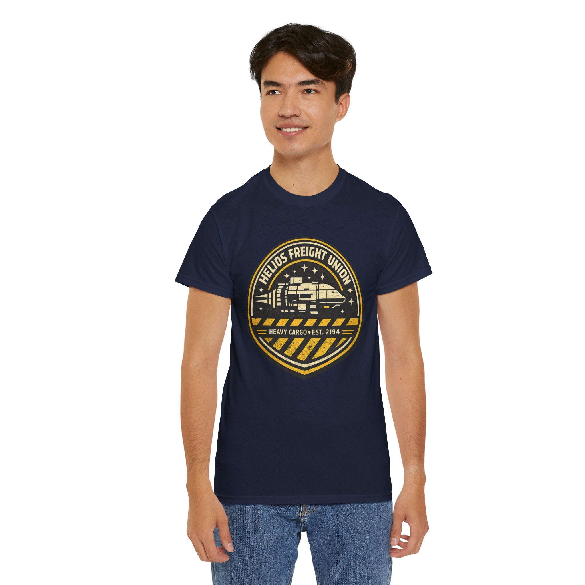 Helios Freight Union Freighter Crew T Shirt – Retro Sci Fi Cargo Ship Graphic Tee