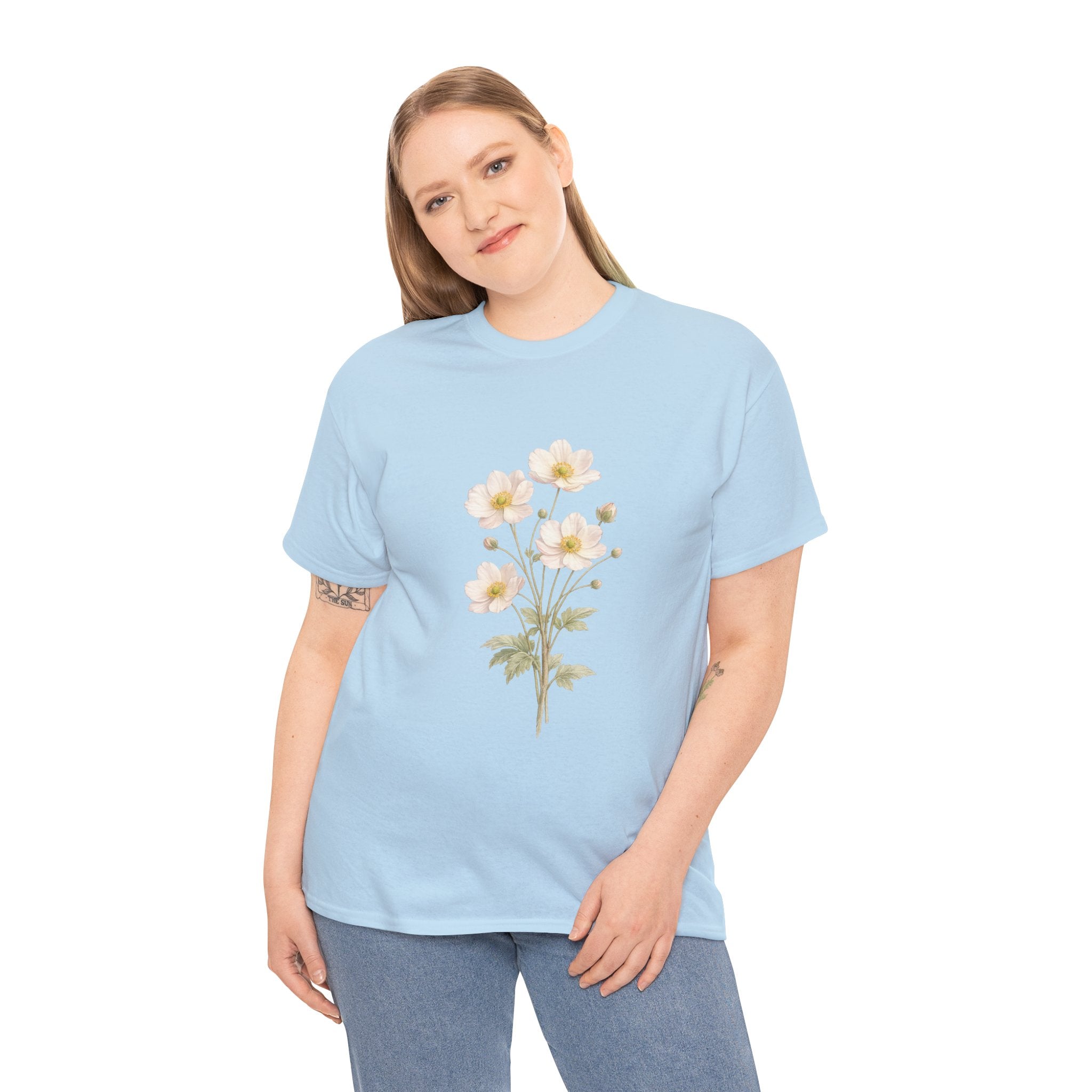 Japanese Anemone Floral T Shirt – Vintage Botanical Wildflower Graphic Tee for Nature Lovers