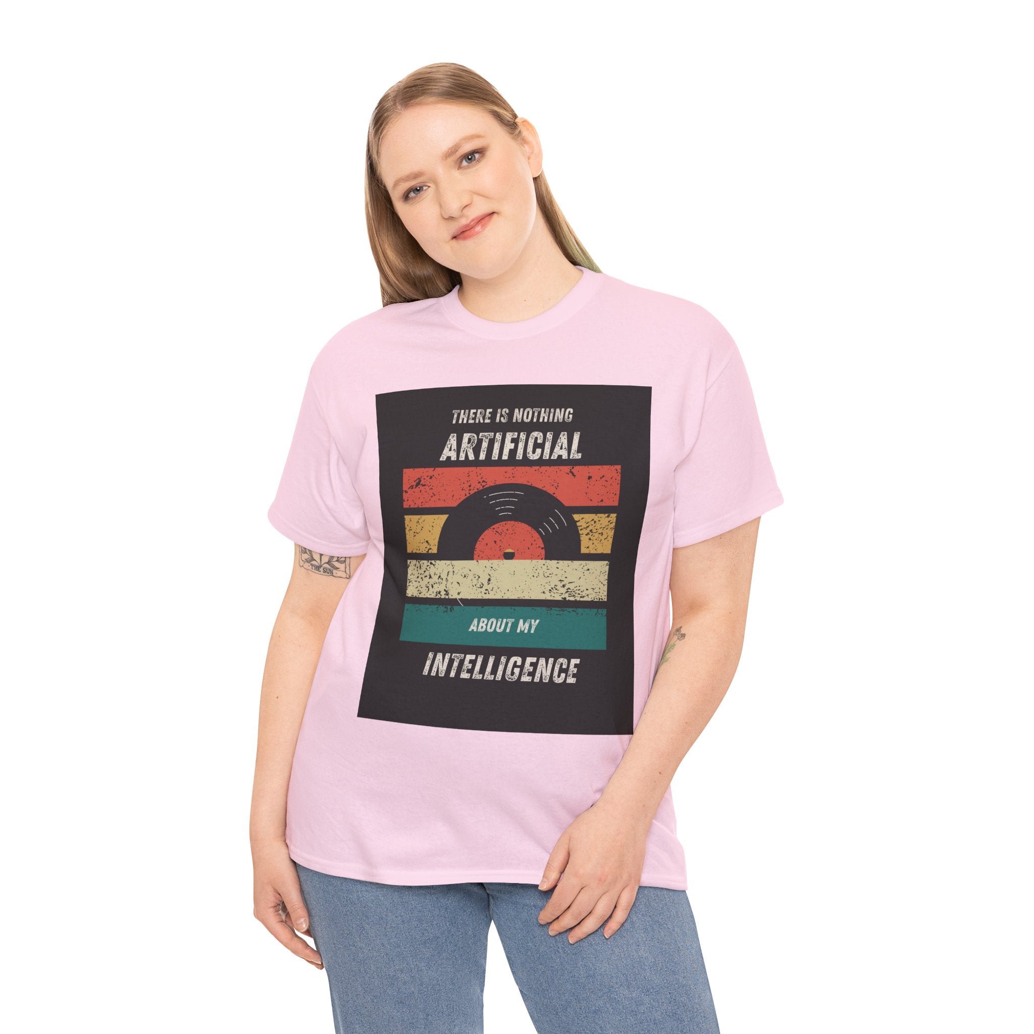 There Is Nothing Artificial About My Intelligence T Shirt – Retro Vinyl AI Quote Graphic Tee